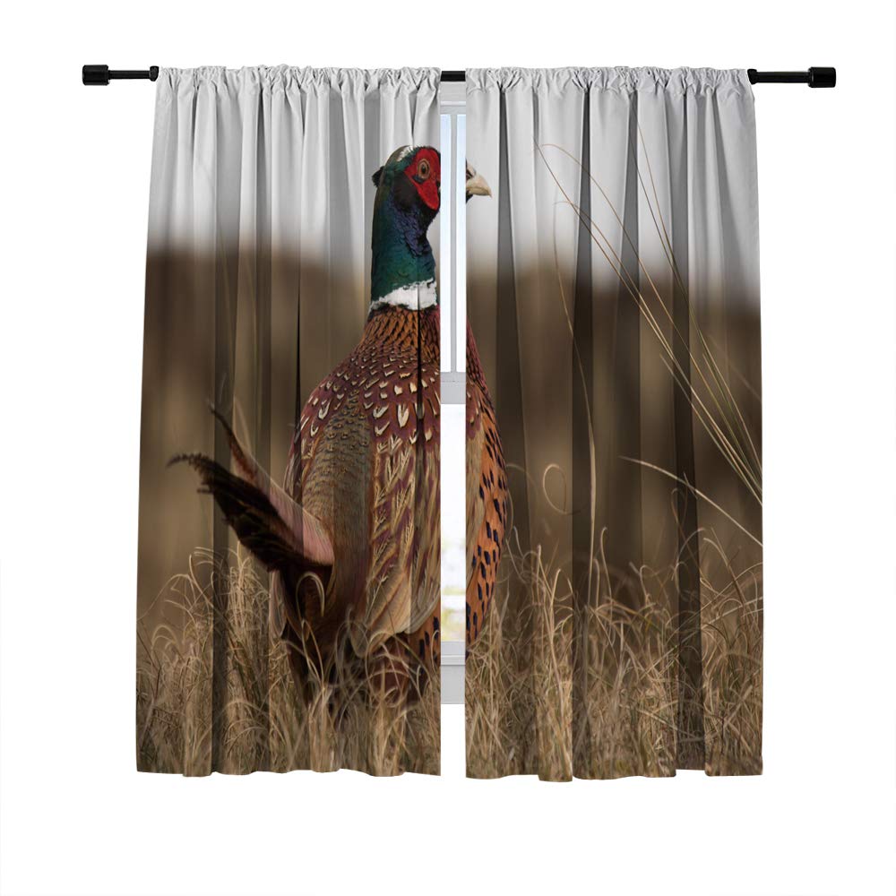 Misscc Blackout Curtains - Room Darkening Window Treatments for Bedroom, Living Room & Kitchen, Wild Pheasant Bird Pattern Drapes (2 Panels) - Perfect for Light Blocking, Privacy & Home Decor
