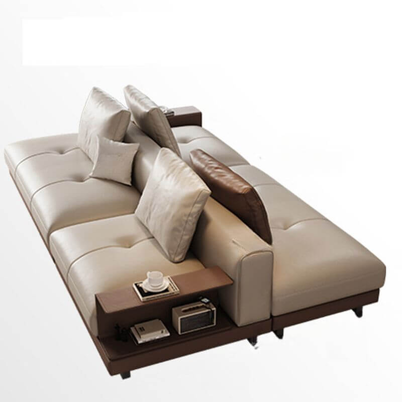 Ivory Standard Sofa with Arms - Comfortable Living Room Couch with 4/6/7 Pillow Options for Home, Office & Lounge Decor