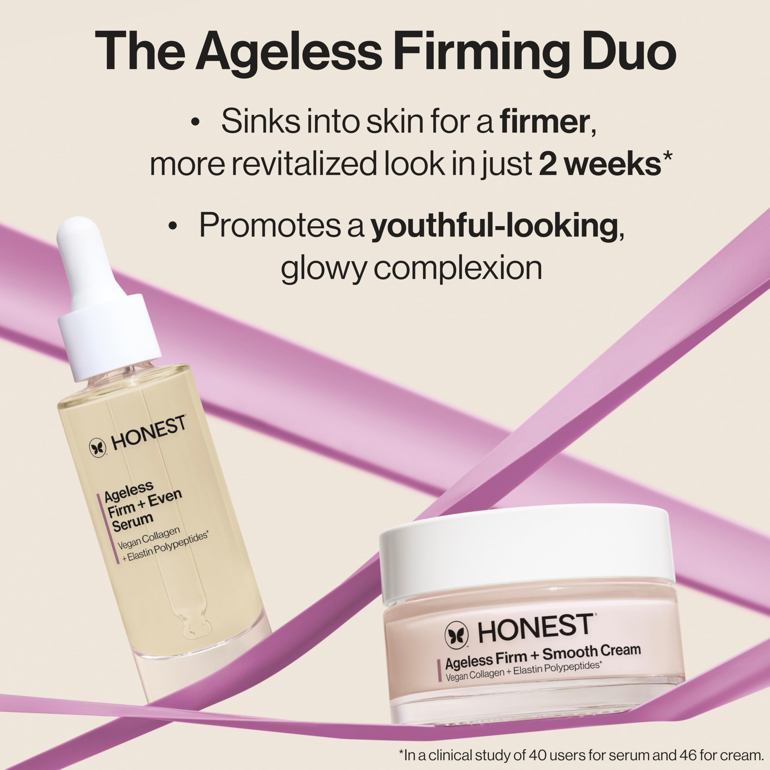 Honest Beauty Ageless Firm & Even Serum with Vegan Collagen & Elastin Polypeptides - Firming & Brightening Face Serum for Youthful Skin - Fragrance Free, EWG Verified, Vegan, Cruelty-Free (1 fl oz) - Perfect for Daily Skincare Routine & Anti-Aging Treatment