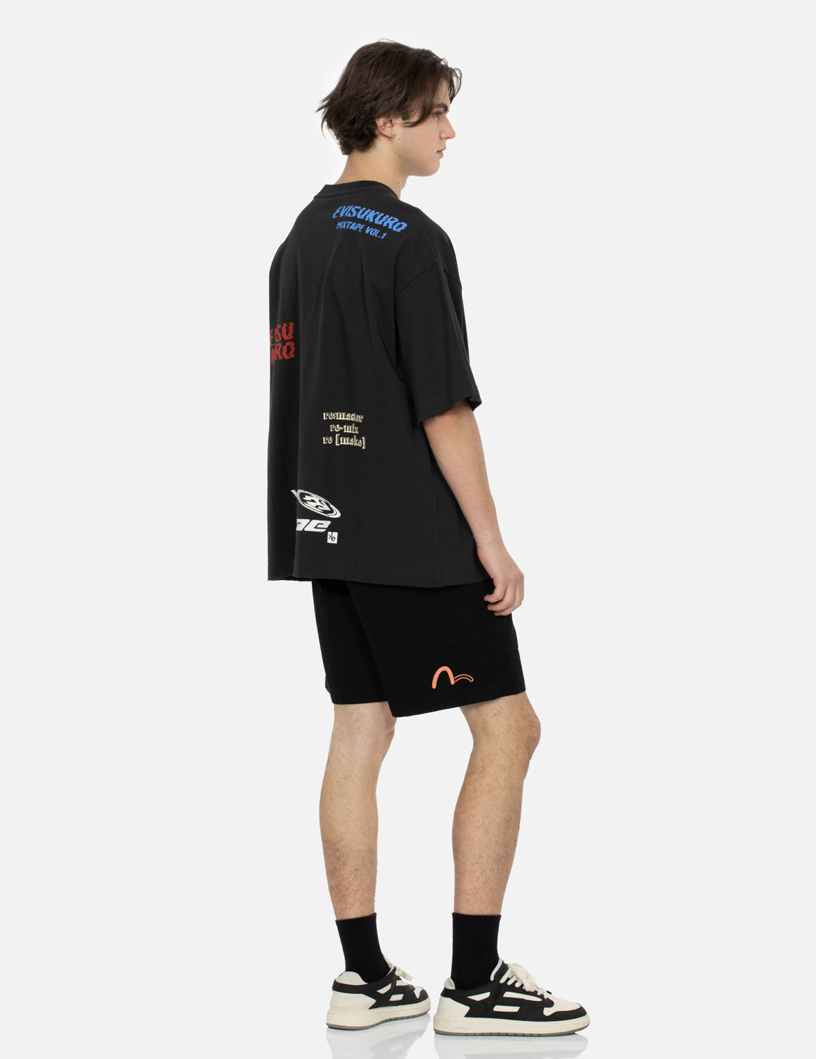 Seagull and Logo Print Relax Fit Panel Shorts for Men - Comfortable Casual Beach Shorts for Summer Outdoor Activities