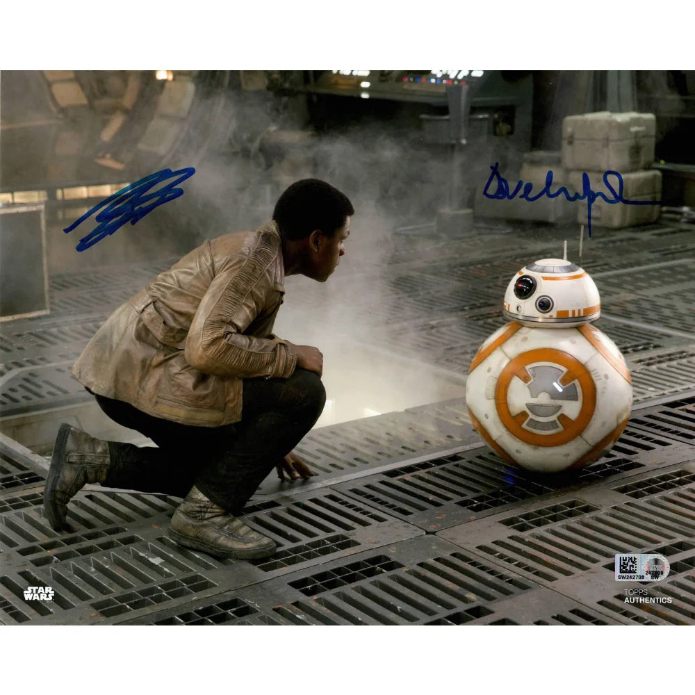 John Boyega & Dave Chapman Autographed Star Wars 8x10 Photo - Finn & BB-8 Framed Collectible with Topps COA - Perfect for Star Wars Fans, Movie Memorabilia Displays & Home Theater Decor