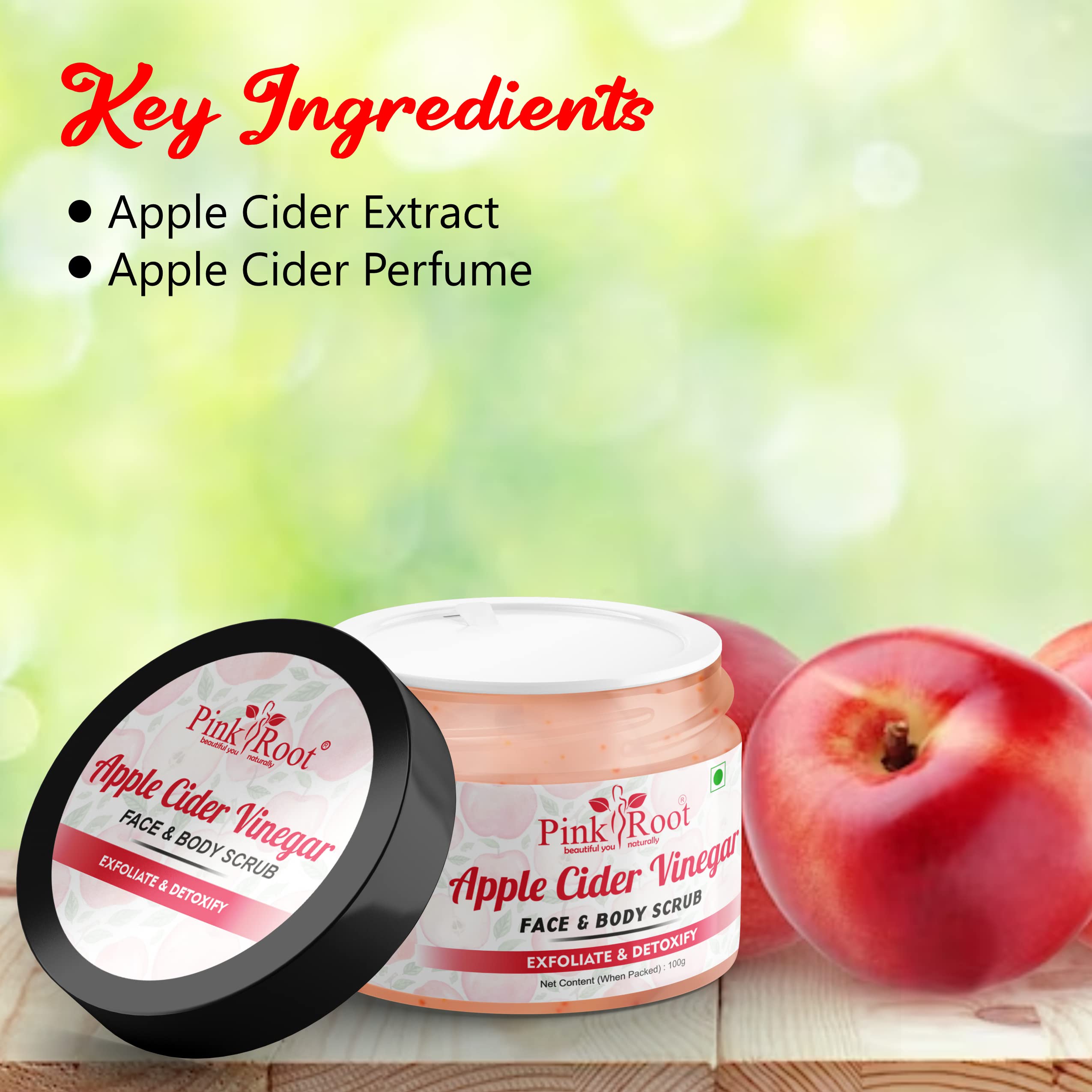 Organic Pink Himalayan Salt & Apple Cider Vinegar Face & Body Scrub - 100g Exfoliating Cleanser for Acne, Blackheads & Smooth Skin | Gentle Skincare for Daily Use & Spa Treatment