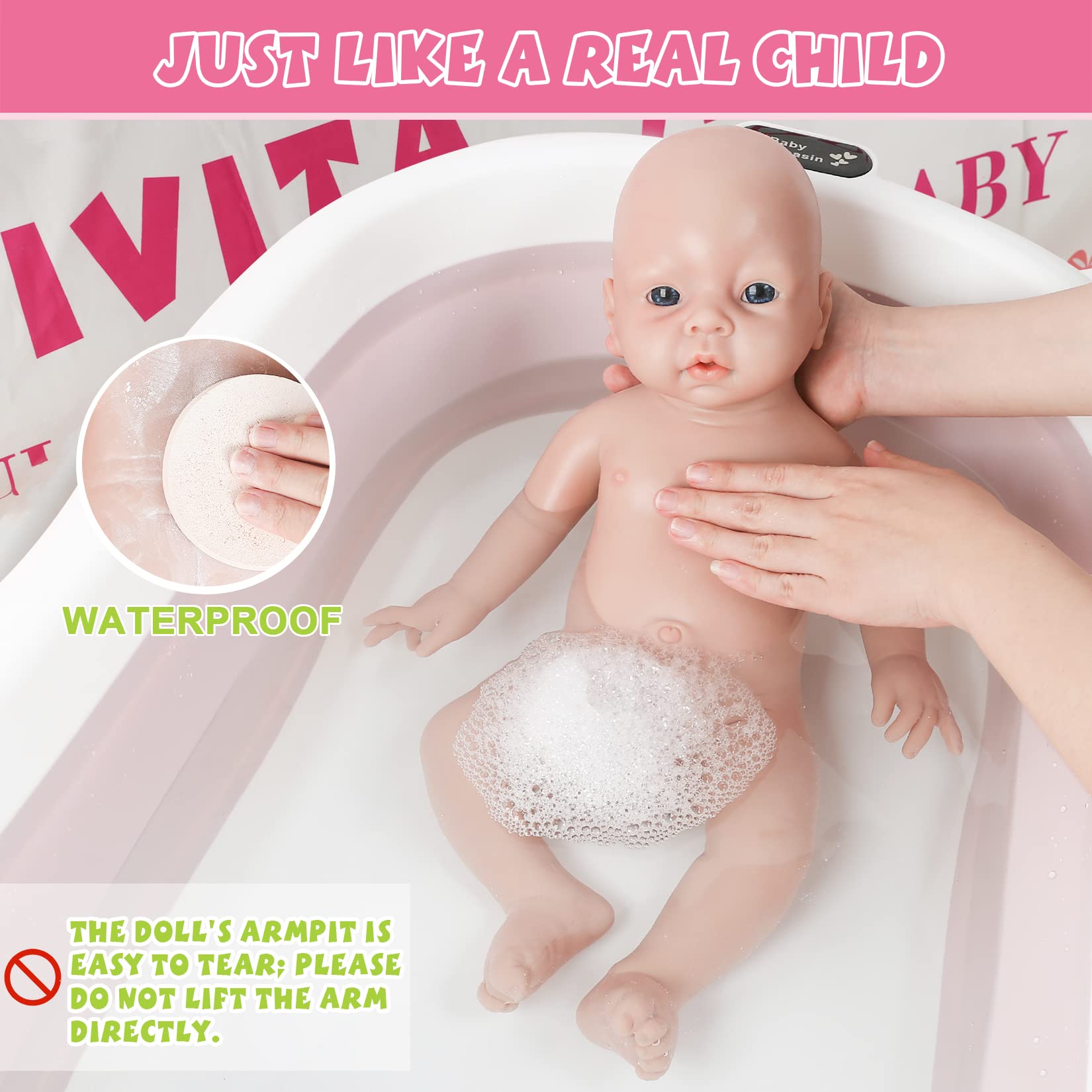 IVITA 19 Inch Realistic Full Body Silicone Reborn Baby Boy Doll - Premium Platinum Silicone, Lifelike Newborn Infant Toy - Perfect for Collectors, Photography Props & Therapy Use