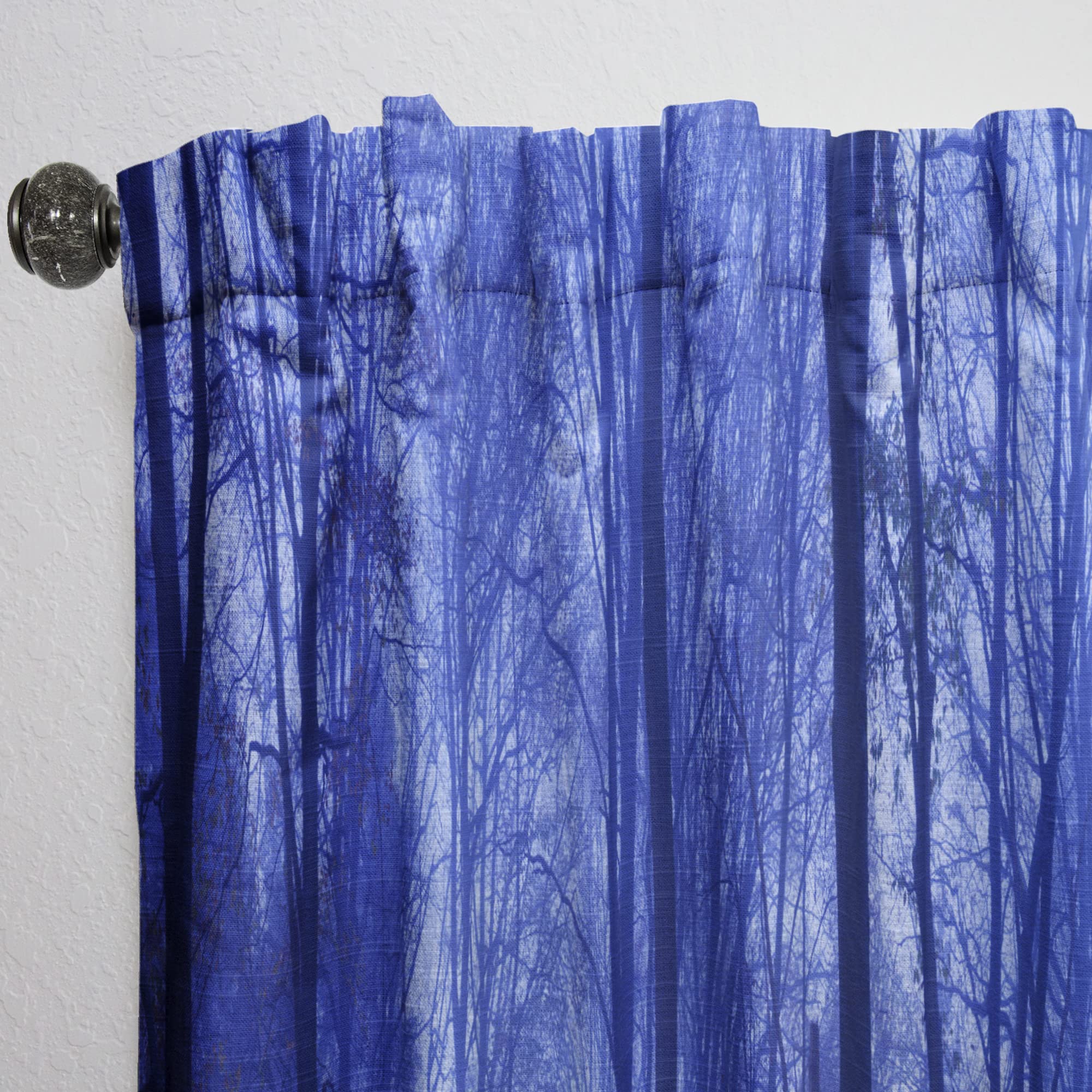 DesignQ Thermal Insulated Curtains - 'Two Paths in Foggy Blue Forest' Single Panel 52x95 - Blackout Drapes for Bedroom & Living Room - Perfect for Energy Saving & Light Control