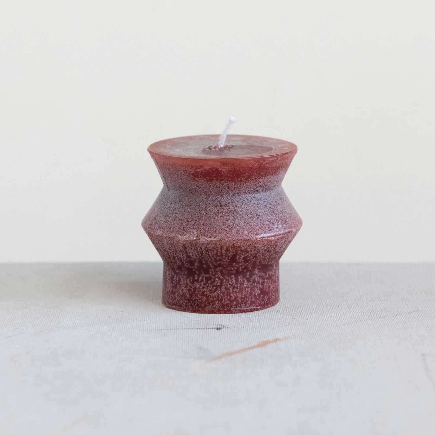 Handmade Cranberry Scented Small Totem Pillar Candle - Natural Soy Wax for Home Decor, Meditation & Romantic Dinner Ambiance