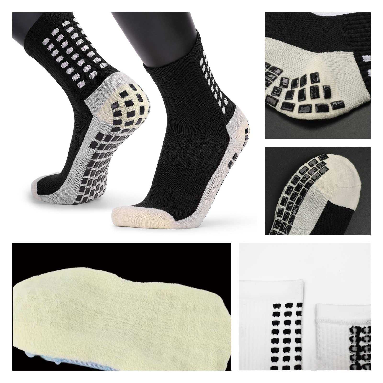Non-Slip Grip Socks for Men - Anti-Skid Athletic Soccer & Basketball Socks with Enhanced Traction - Perfect for Indoor Sports, Gym Workouts and Court Performance