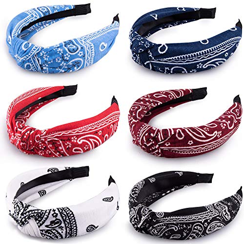 Duufin 6-Piece Boho Headbands Set - Paisley Print Vintage Knotted Headwraps for Women & Girls | Yoga, Festival, Beach & Everyday Fashion Accessories