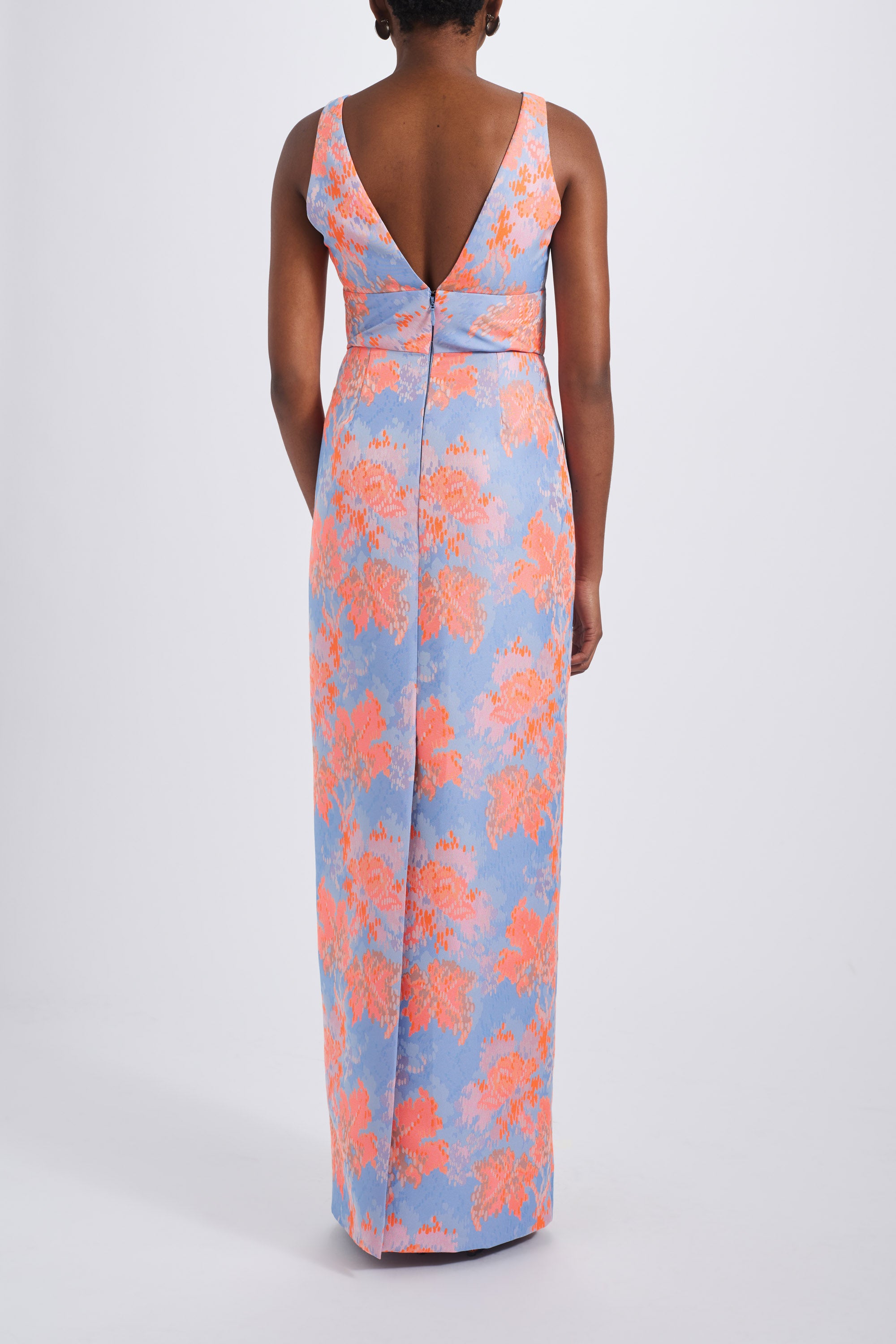 Elegant Abstract Jacquard Gown for Women - Flowy Maxi Dress for Evening Parties, Weddings & Special Occasions