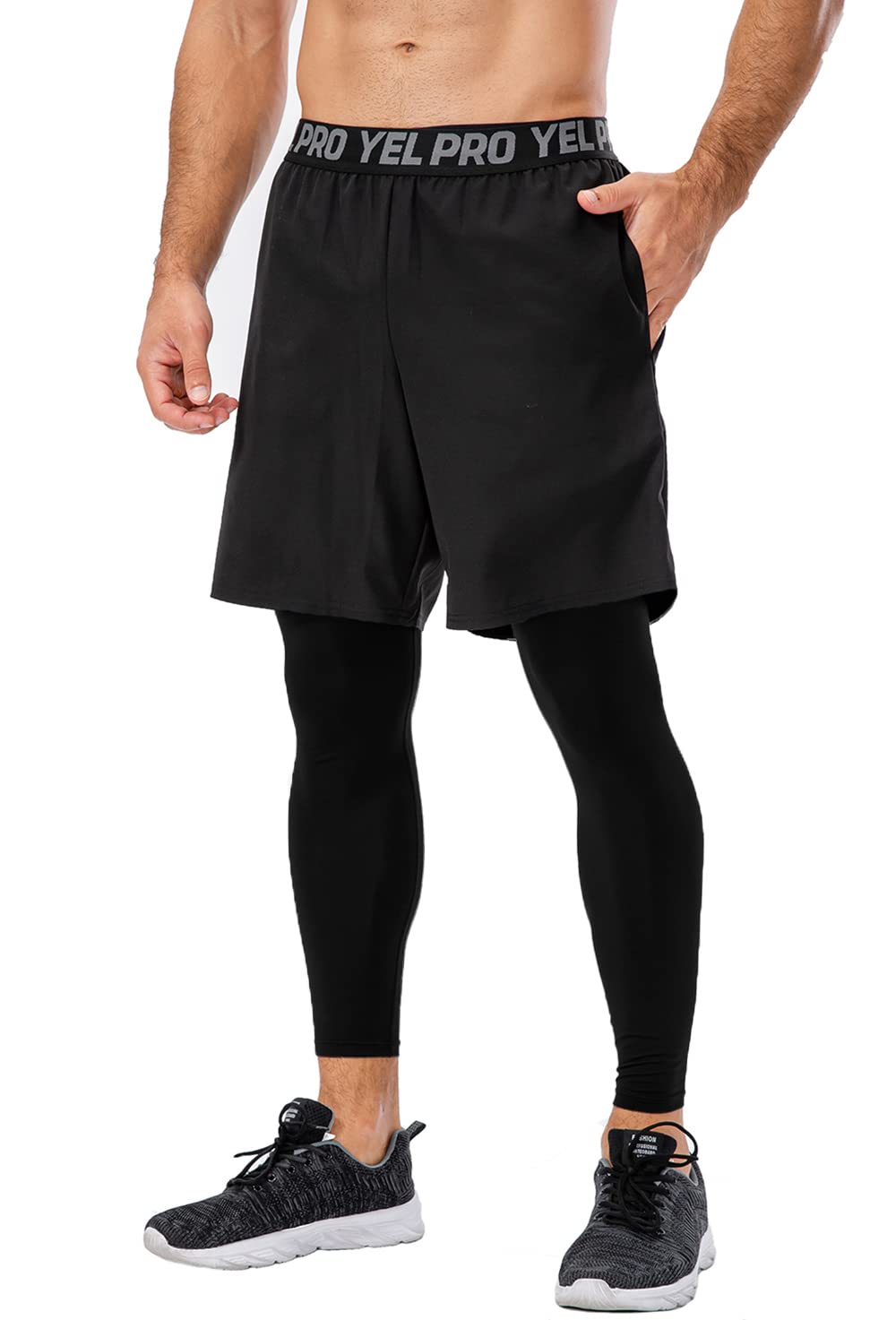 Queerier Men's 2-in-1 Running Shorts with Pockets - Gym Compression Tights & Sweatpants for Workout, Training & Jogging | Perfect for Running, Fitness & Outdoor Activities