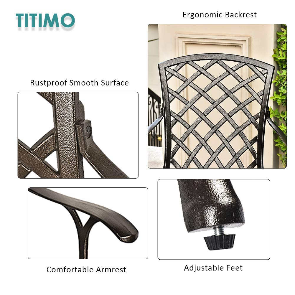 TITIMO 2-Piece Outdoor Dining Chairs Set - Patio Bistro Chairs, Garden Deck Furniture with Lattice High Back Design - Perfect for Backyard, Balcony & Living Room Use