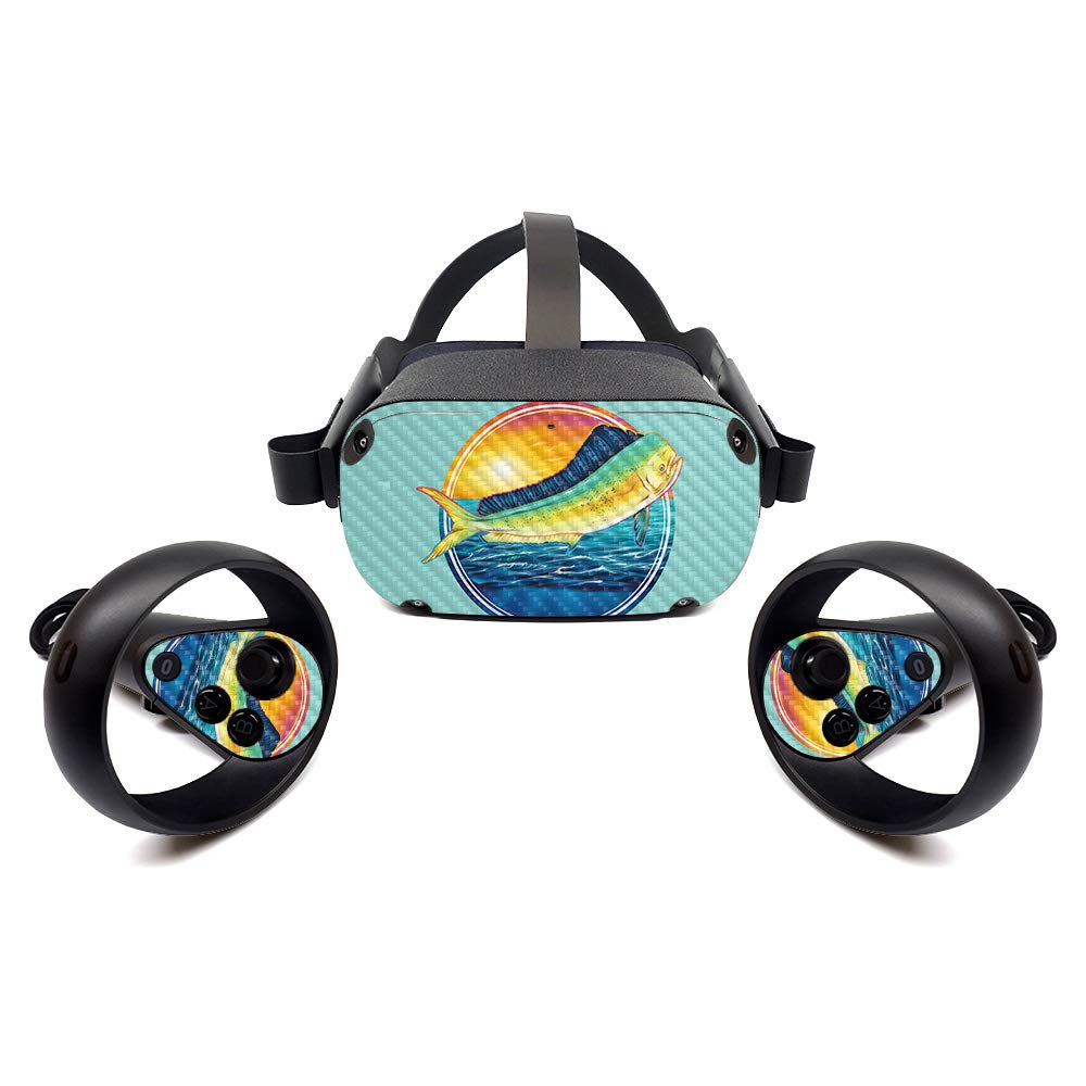 Premium Carbon Fiber Skin for Oculus Quest - Dolphin Fish Design | Protective & Durable Textured Cover | Easy to Apply & Remove | Made in USA | Perfect for Gaming Protection & VR Style Customization