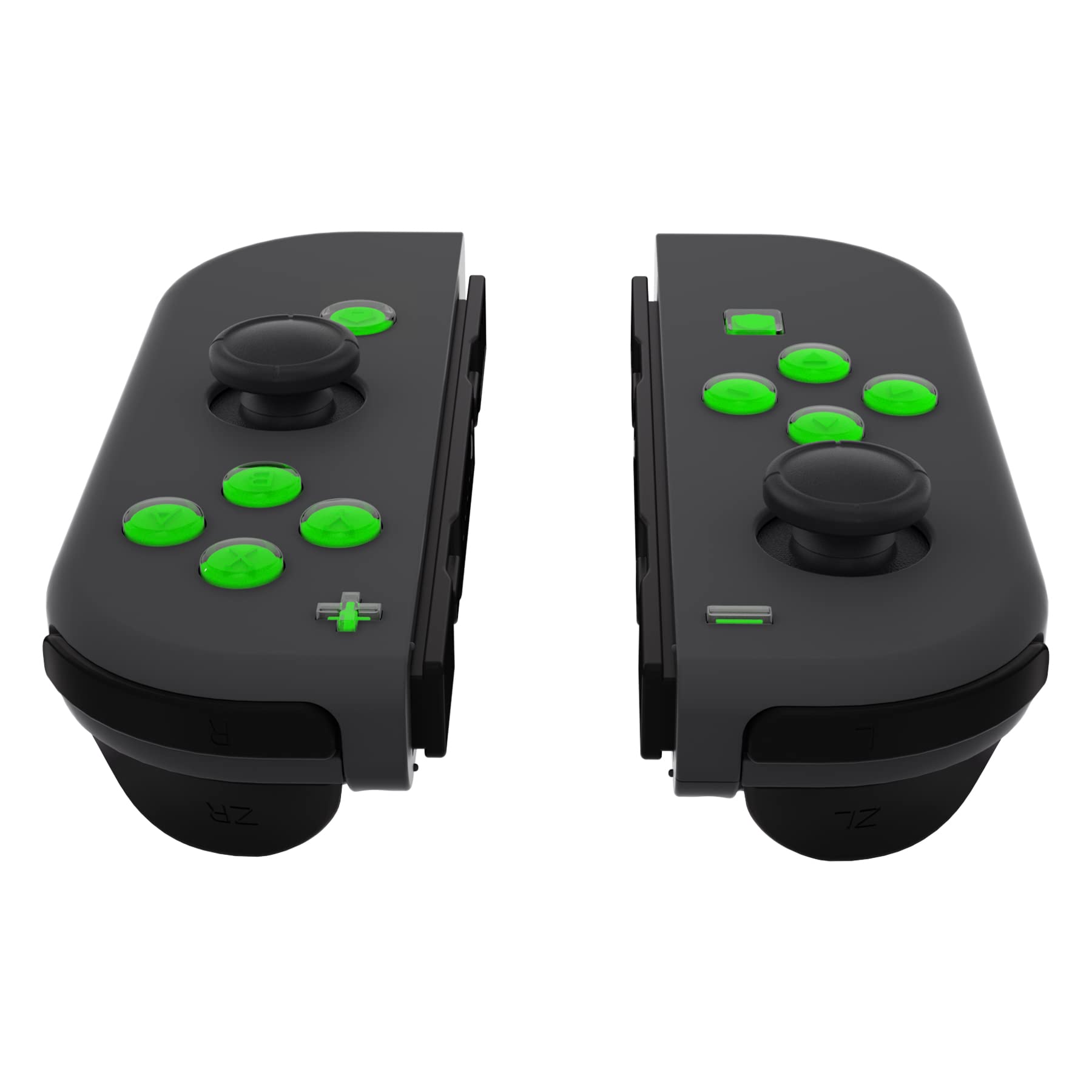 ExtremeRate Custom Two-Tone Jelly Buttons for Nintendo Switch JoyCon - Green & Clear ABXY Directional Buttons with Symbols (Home/Capture/+/- Keys) | DIY Replacement Face Buttons for Switch & Switch OLED | Perfect for Gaming, Modding & Controller Customization