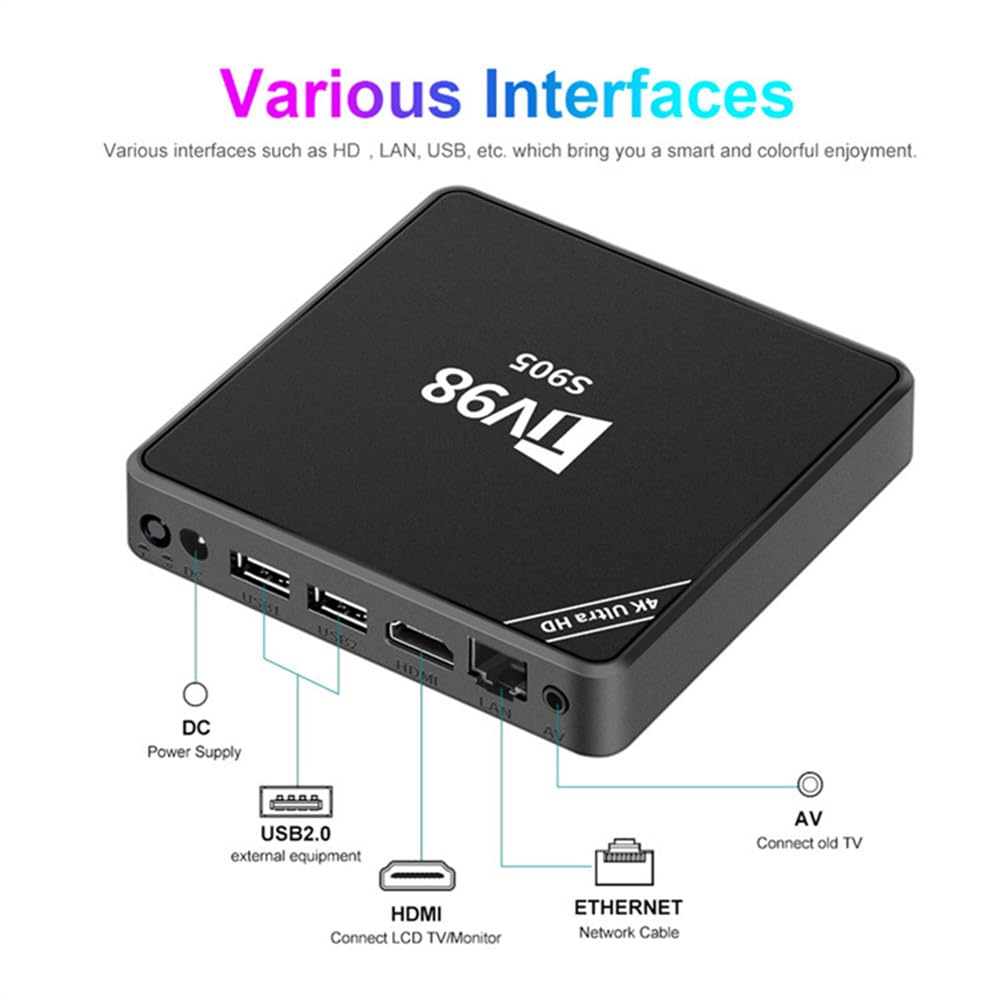 RIYAN TV98 TV Box - S9054K Android 12 Smart TV Media Player with RJ45 10M/100M Ethernet, UK Plug | 4K Ultra HD Streaming, Gaming & Home Entertainment System for Living Room & Bedroom