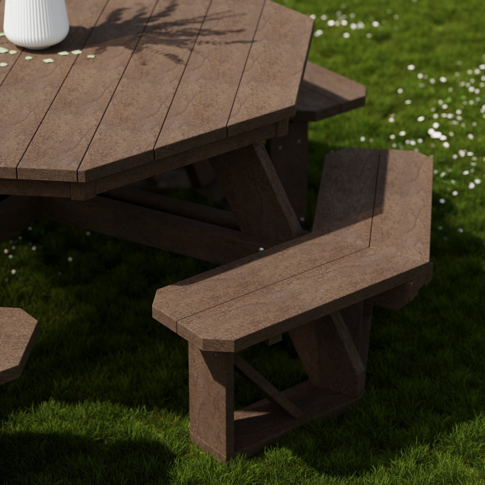 Heritage Octagon Picnic Table - 8-Person Outdoor Dining Set for Backyard, Patio, Garden, Park & Camping - Durable All-Weather Wooden Picnic Bench
