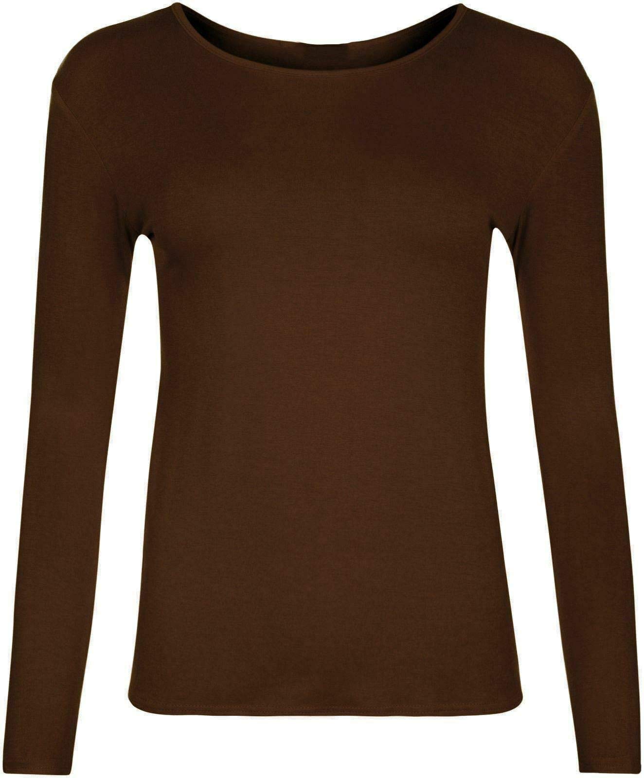 My Choice Stuff Women's Plain Long Sleeve Round Neck T-Shirt - Soft Stretchy Gym & Sports Top for Yoga, Running & Workouts