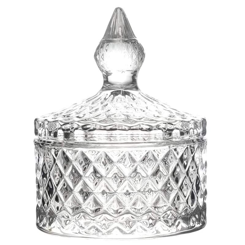 Clear Glass Candy Storage Box with Lid - Airtight Crystal Candy Bowl for Sugar, Sweets, and Treats - Perfect for Apothecary, Buffet, and Kitchen Countertop Display