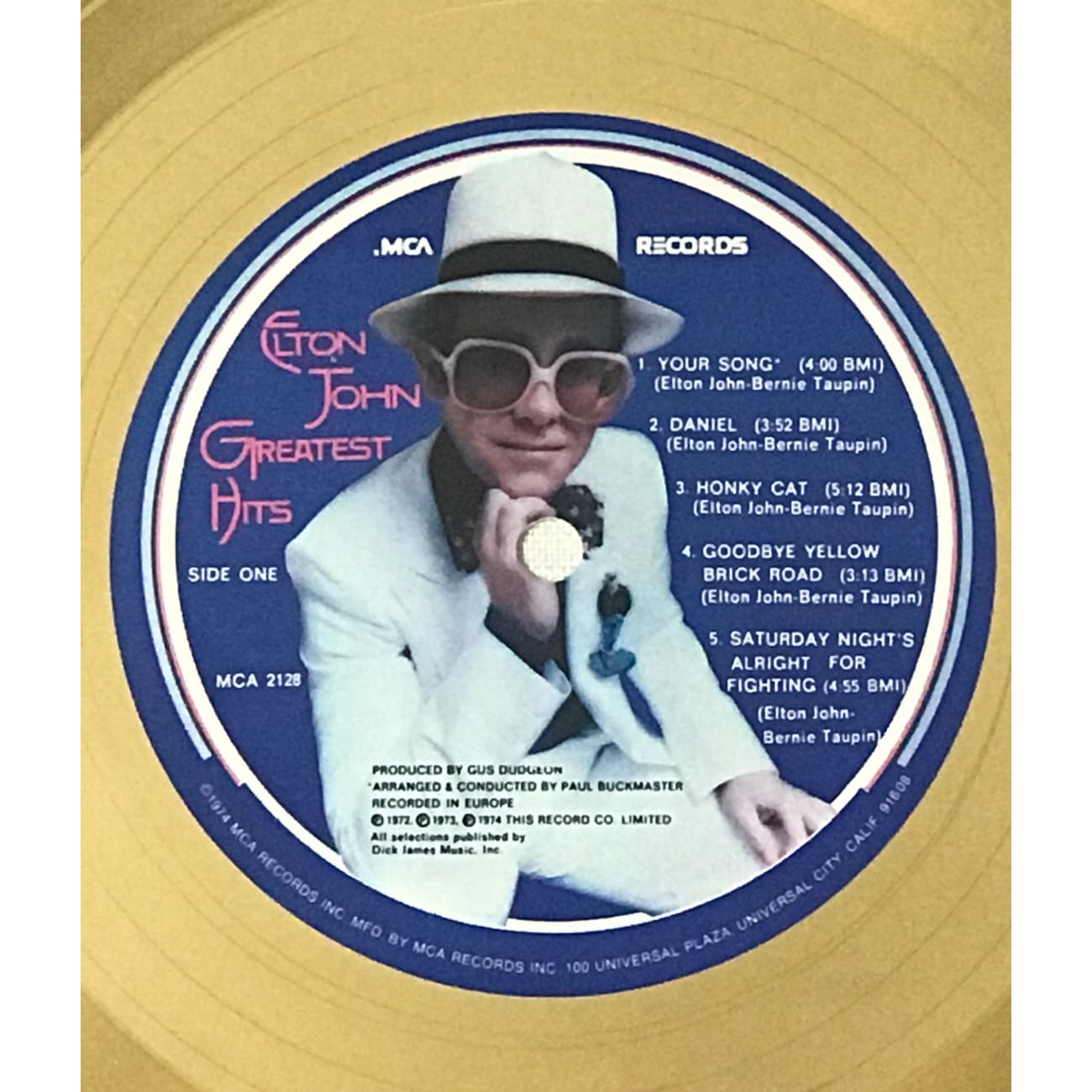 Elton John Greatest Hits White Matte RIAA Gold LP Award - Rare Vinyl Record for Collectors & Music Enthusiasts - Perfect for Home Decor, Gifts & Music Lovers