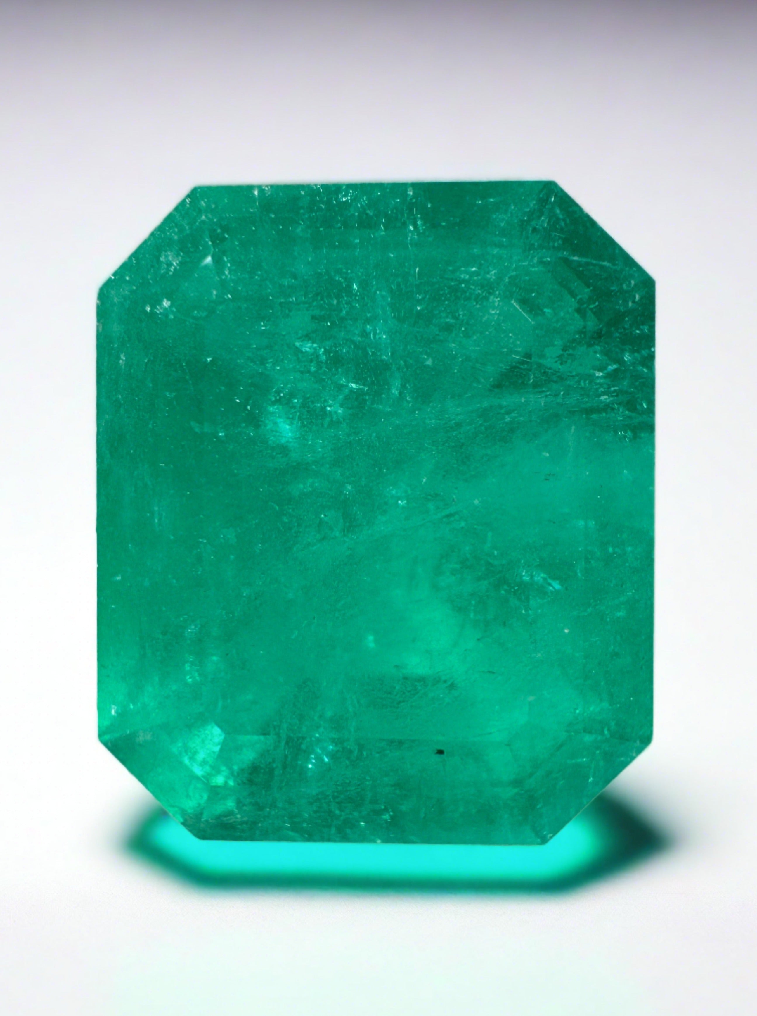 12.31 Carat Natural Colombian Emerald - Bluish Green Loose Gemstone 15.5x13mm Emerald Cut for Jewelry Making & Engagement Rings