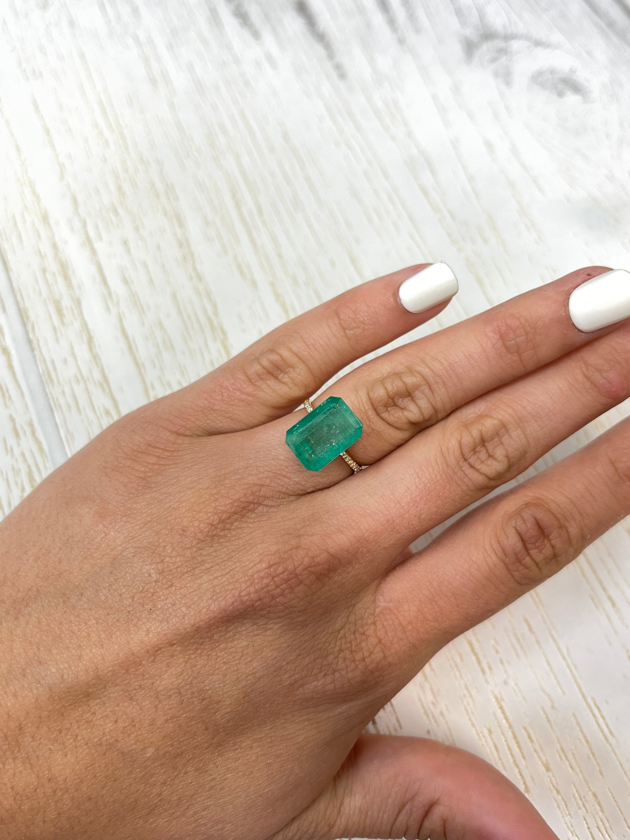 10.03 Carat Colombian Loose Emerald - Earthy Brick Green 14x10mm Emerald Cut Gemstone for Jewelry Making & Engagement Rings