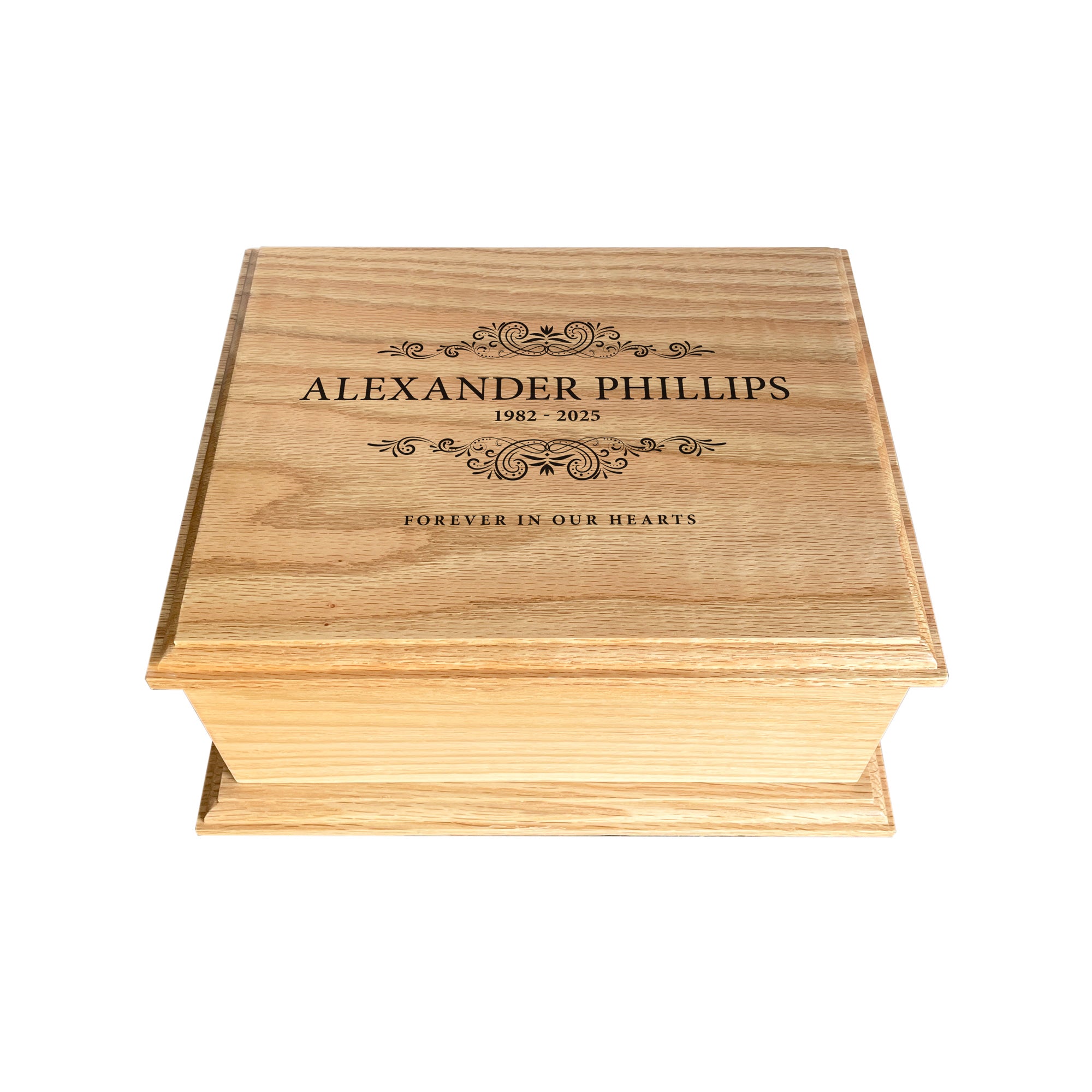 Personalized Solid Oak Adult Cremation Urn for Ashes - Handcrafted Keepsake Urn with Engraving Option - Perfect for Memorial Services, Home Display & Honoring Loved Ones