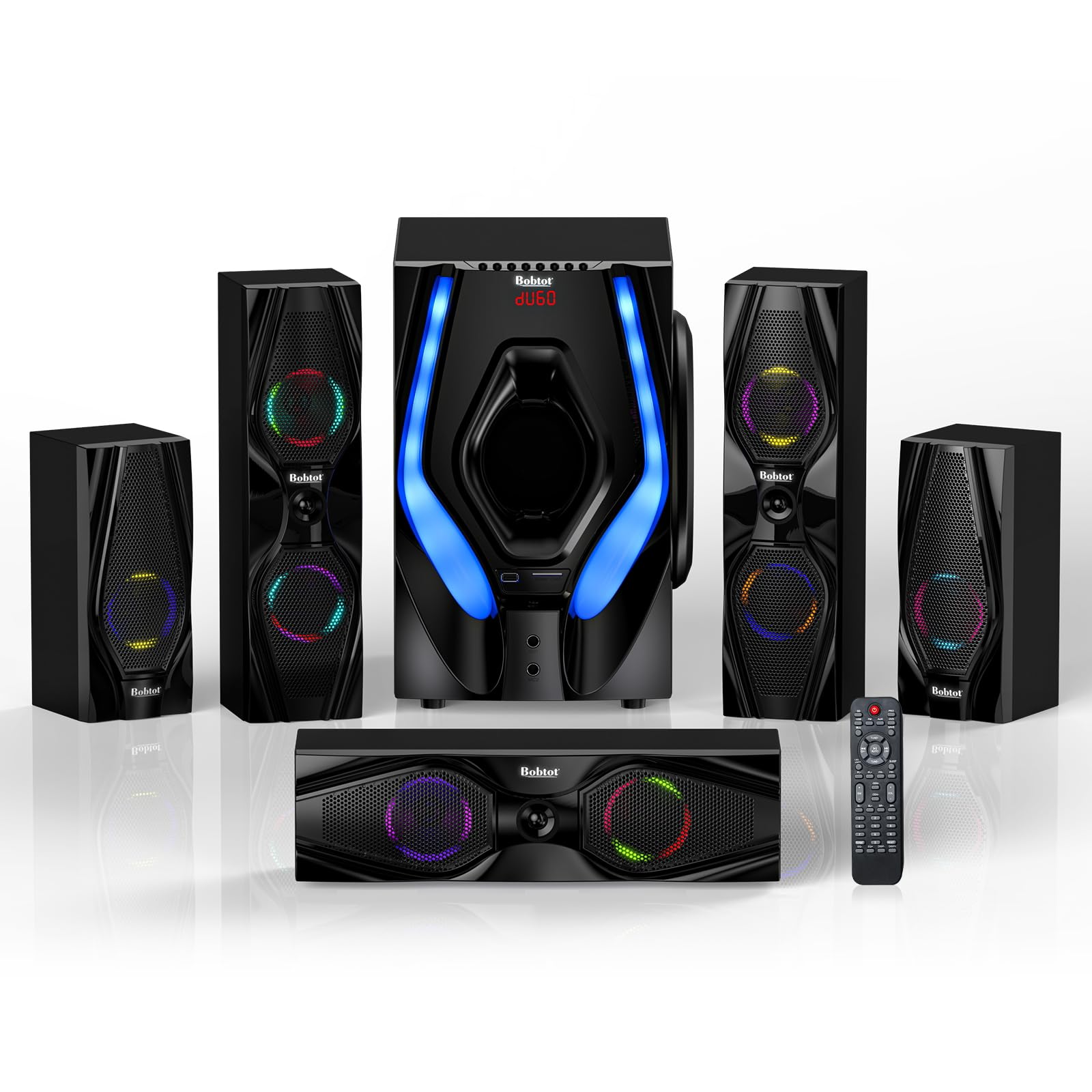 Bobtot 5.1/2.1 Channel Home Theater Surround Sound System - 1200W Peak Power with 10