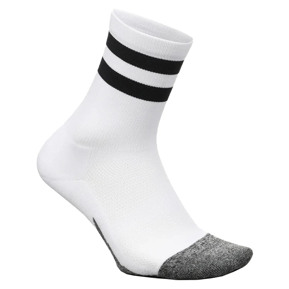 Elite Light Cushion Mini Crew Socks - White High Top Stripe Athletic Socks for Running, Gym & Casual Wear - Breathable Comfort for Men & Women