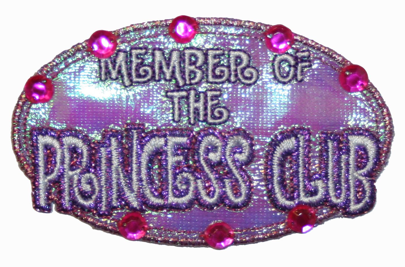 Princess Club Embroidered Iron-On Patch Badge with Jeweled Applique - Perfect for Jackets, Backpacks, and DIY Crafts