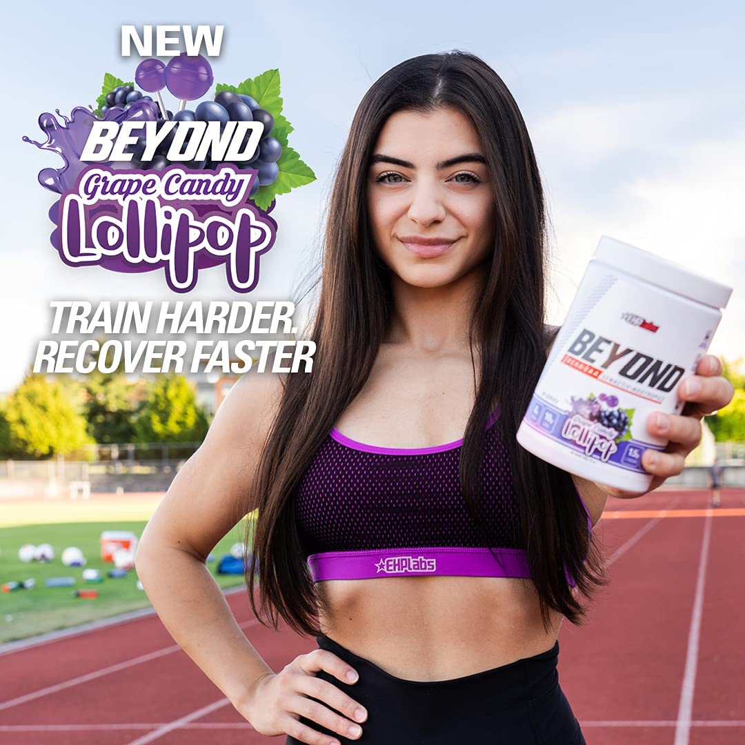 EHP Labs Beyond BCAA Powder - 10g Amino Acids Supplement for Muscle Recovery & Post Workout - Essential BCAAs & EAAs with Grape Candy Flavor (60 Servings) | Ideal for Gym, Fitness & Athletic Performance Enhancement