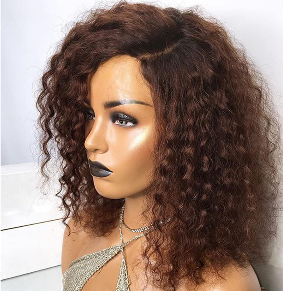 Dark Brown Brazilian Remy Human Hair Lace Front Wig - 16 Inches Water Wave Glueless 13×6×4 Lace Wig for Black Women | Pre Plucked Bleached Knots | 150% Density | Perfect for Daily Wear, Parties & Special Occasions