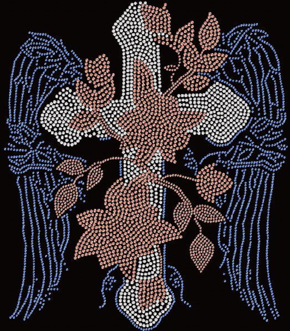 Cross Wings Rhinestone Iron-On Transfer Patches for DIY Clothing, Jackets, Hats - Sparkling Decorative Appliques for Fashion & Craft Projects