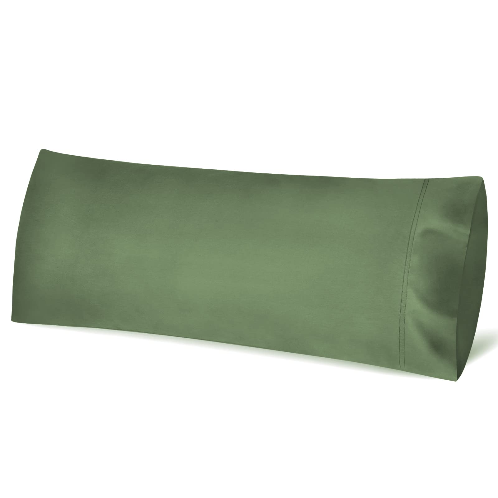 Fittia 20x54 Inch Cooling Body Pillow Cover - Soft Silky Breathable Pillowcase with Envelope Closure - Green - Perfect for Hot Sleepers, Pregnancy Support & Home Decor (1 Pack)