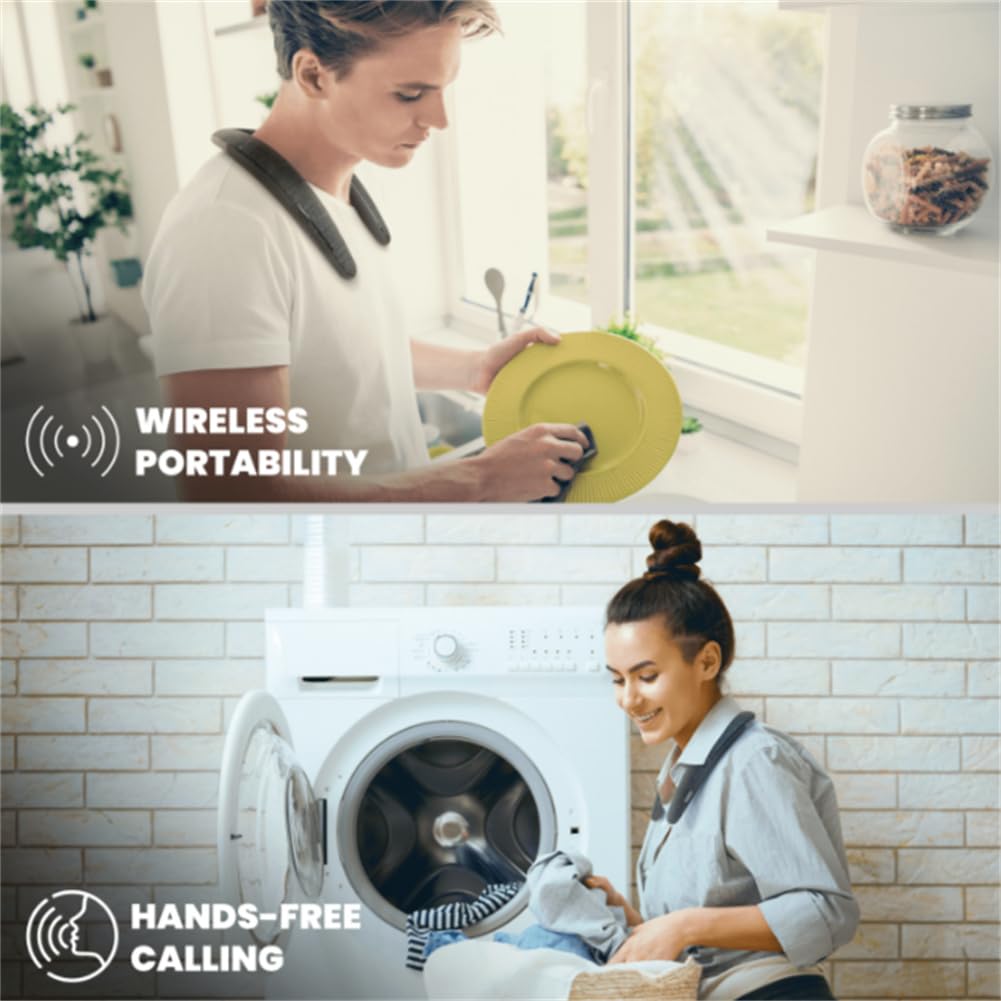 2025 Nomodo Wireless Wearable Bluetooth Speaker - Rechargeable Sweatproof Neckband Speaker with 3D Stereo Sound & IPX7 Waterproof for Sports, Gym, Running, Hiking, and Outdoor Activities