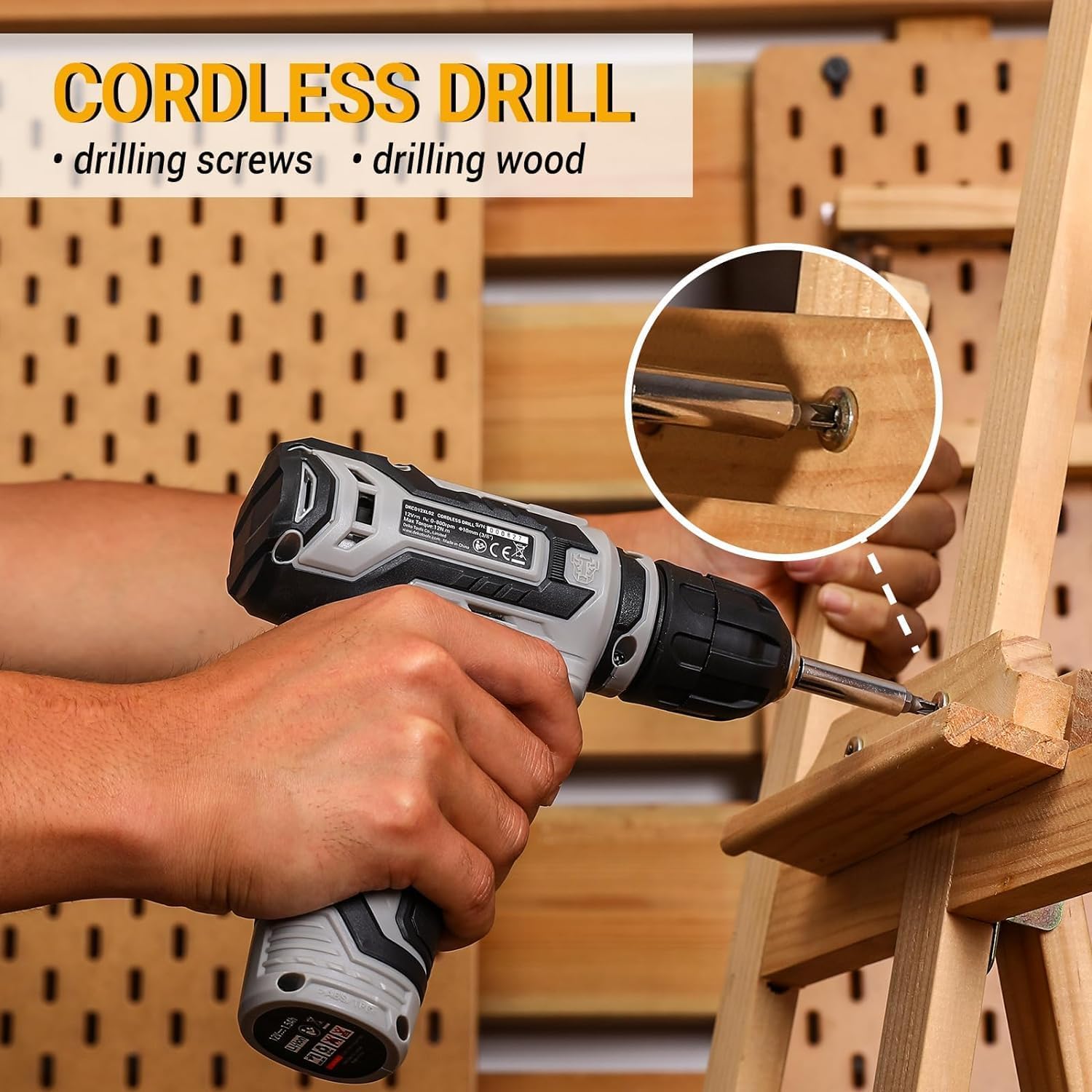 **DEKOPRO 12V Cordless Drill Tool Set Kit - Electric Drill Driver with Battery & Case for Home DIY, Hand Repair & Woodworking Projects**