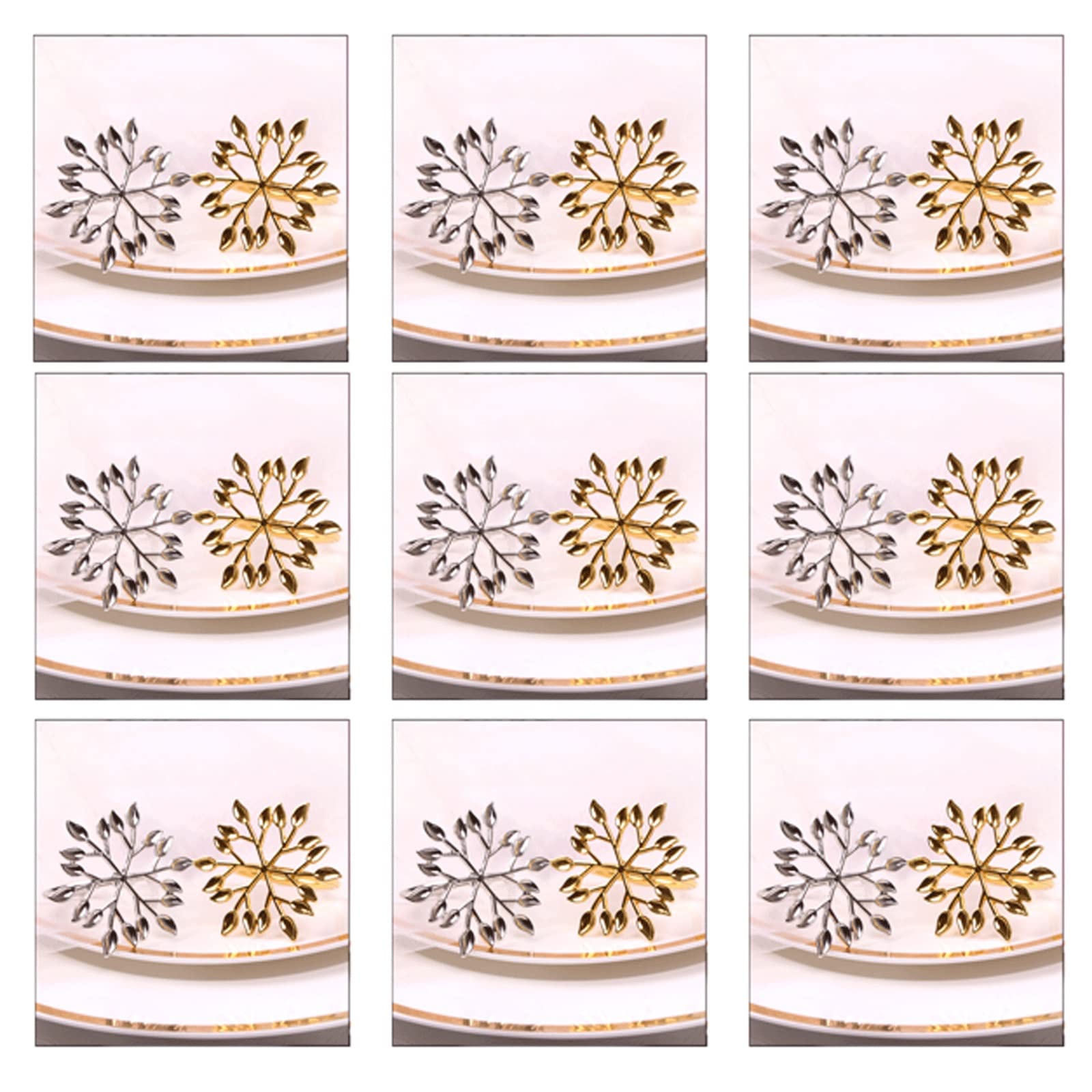 Stainless Steel Napkin Ring Holder Set - Elegant Gold & Silver Napkin Rings for Dining, Anniversaries, Birthdays, Christmas, Valentine's Day & Holiday Table Decor - Perfect for Candlelight Dinners, Party Table Settings & Special Occasions