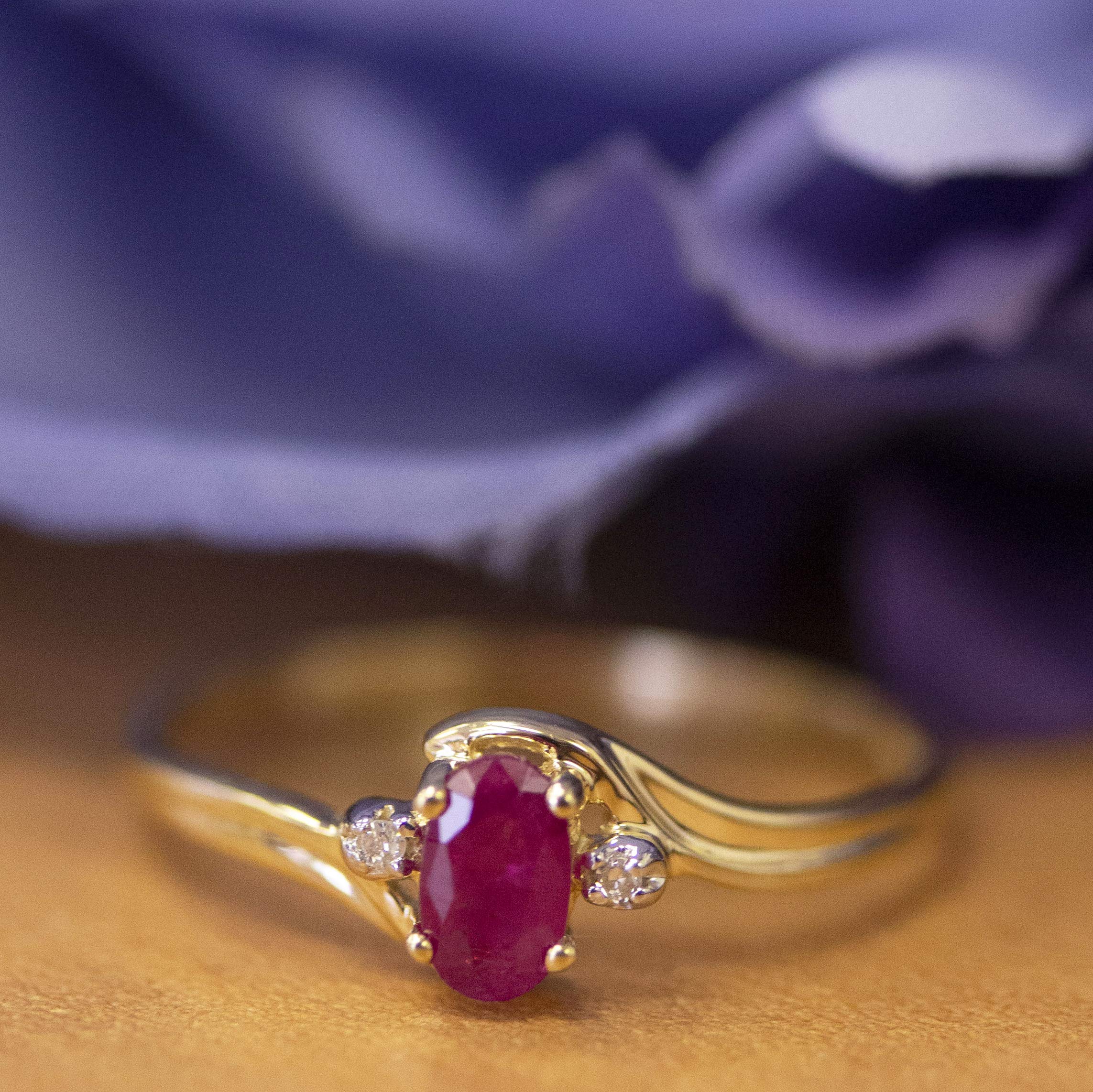 10K Yellow Gold Ruby and Diamond Ring for Women - Elegant Vintage Style Jewelry for Engagement, Anniversary, and Special Occasions