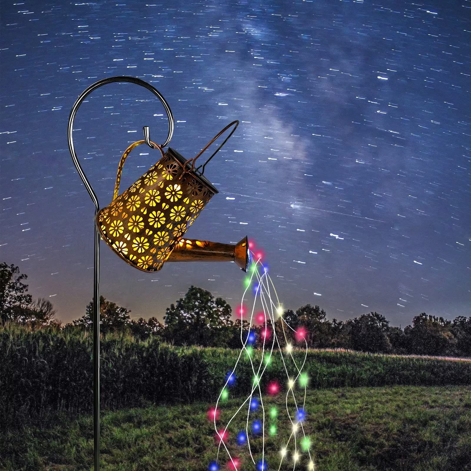Solar Waterfall Lights for Garden - Waterproof Outdoor LED Hanging Lantern with Cascading Lights & Solar Charging Panel | Perfect for Yard Decor, Patio Lighting, and Backyard Parties