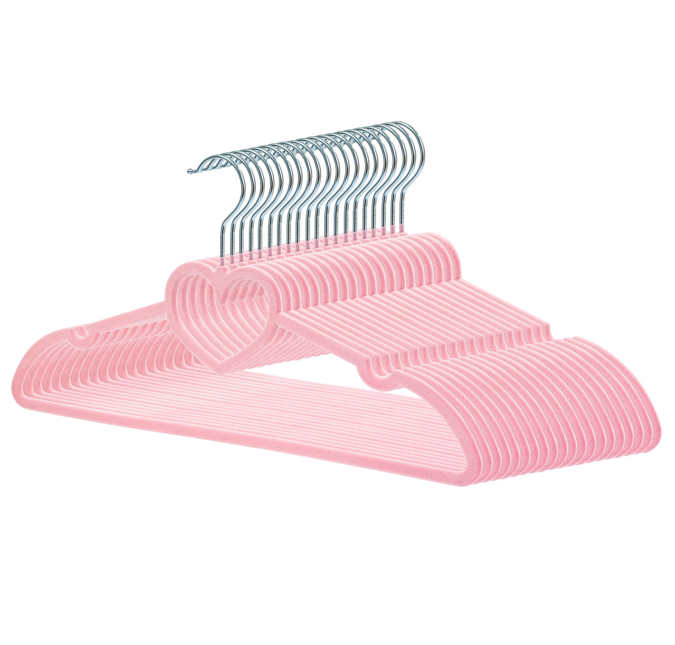 20 Pack Velvet Non-Slip Hangers - 16 Inch Slim Clothes Hangers with 360° Swivel Hook for Coats, Shirts & Dresses | Durable Space-Saving Hangers for Closet Organization (Pink) - Perfect for Home, Hotel & Retail Display