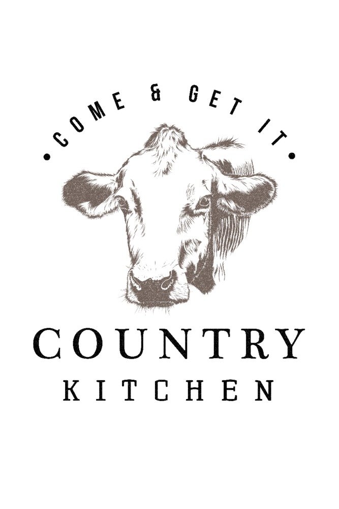 Lantern Press Country Kitchen Cow on White - 12x18 Wall Art Poster for Farmhouse Decor, Kitchen & Dining Room Aesthetic