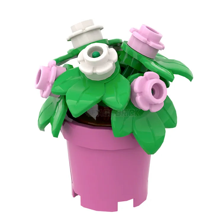 LEGO Pink Flower Pot Building Kit - Light Pink & White Flowers Bouquet DIY Set [MiniMOC] | Creative Home Decor & Gift Idea for Adults, Kids, and LEGO Lovers
