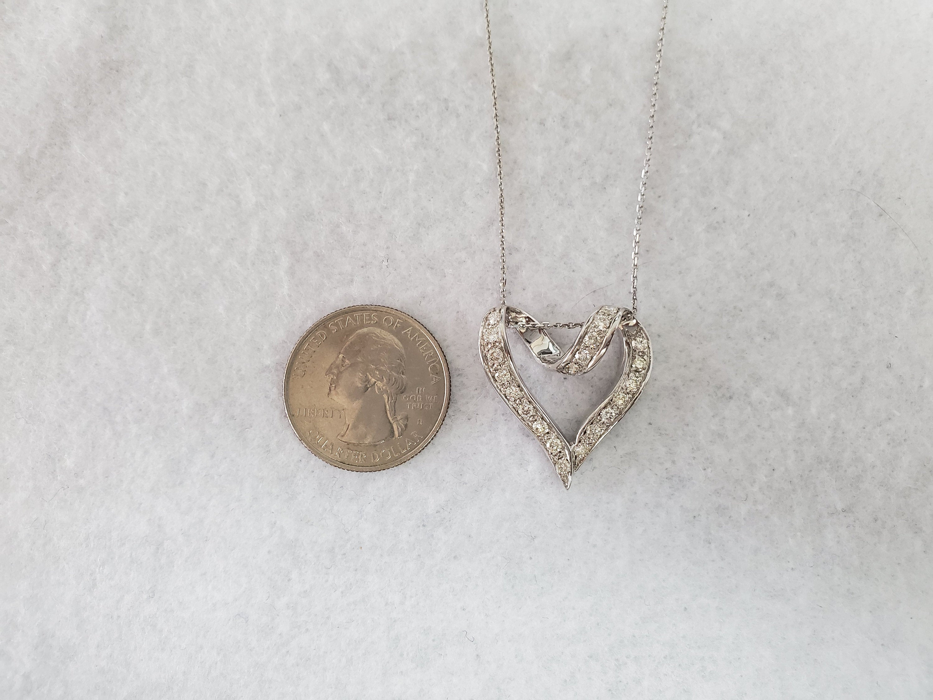 14K White Gold Floating Diamond Heart Pendant Necklace - 0.85cttw Genuine Diamond Jewelry for Women, Perfect Gift for Anniversary, Valentine's Day & Special Occasions