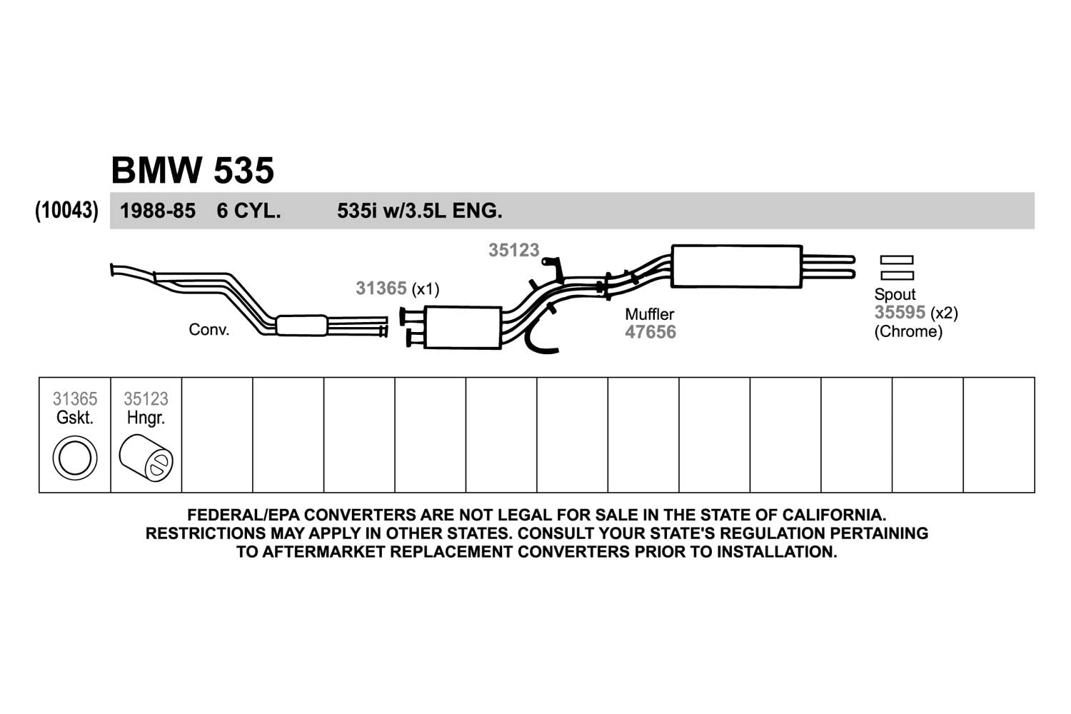 Walker 35595 Exhaust Pipe Spout 1.875