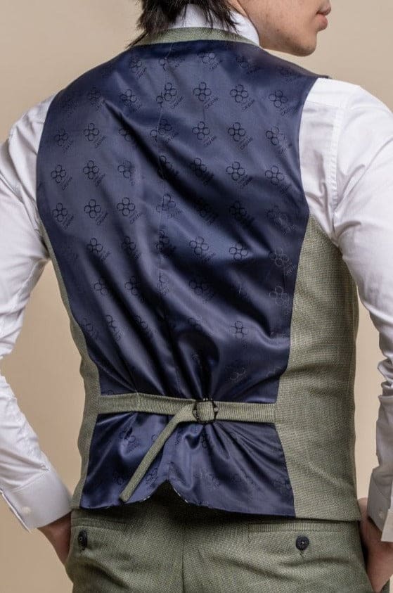 Cavani Miami Men's Sage Green Waistcoat Vest | Slim Fit Formal Waistcoat for Weddings & Business | Premium Stretch Fabric for Comfort