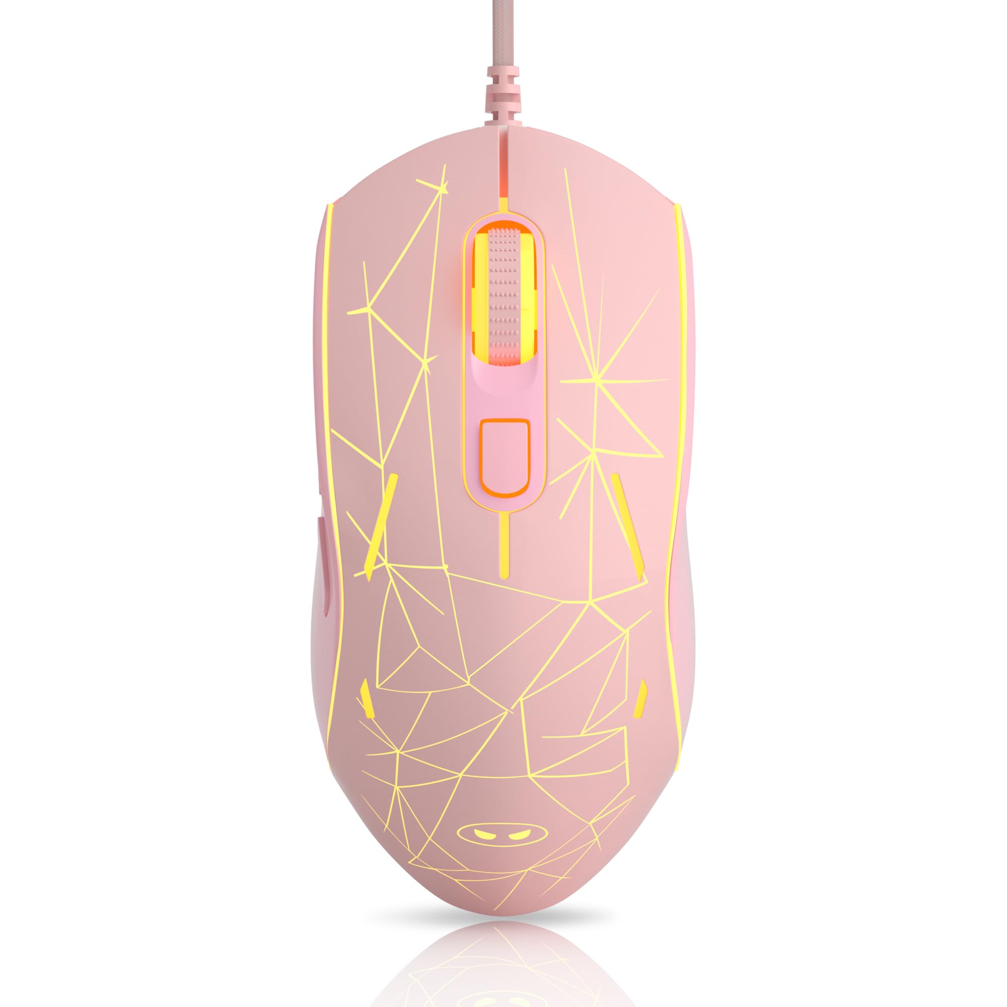 MageGee G6 Wired USB Gaming Mouse - Ergonomic Optical Mouse with 7-Color RGB Breathing LED Backlight, 6 Adjustable DPI Levels (600-3200) for PC, Laptop, Gaming & Office Work - Pink | Perfect for FPS, MOBA Games & Long Work Sessions