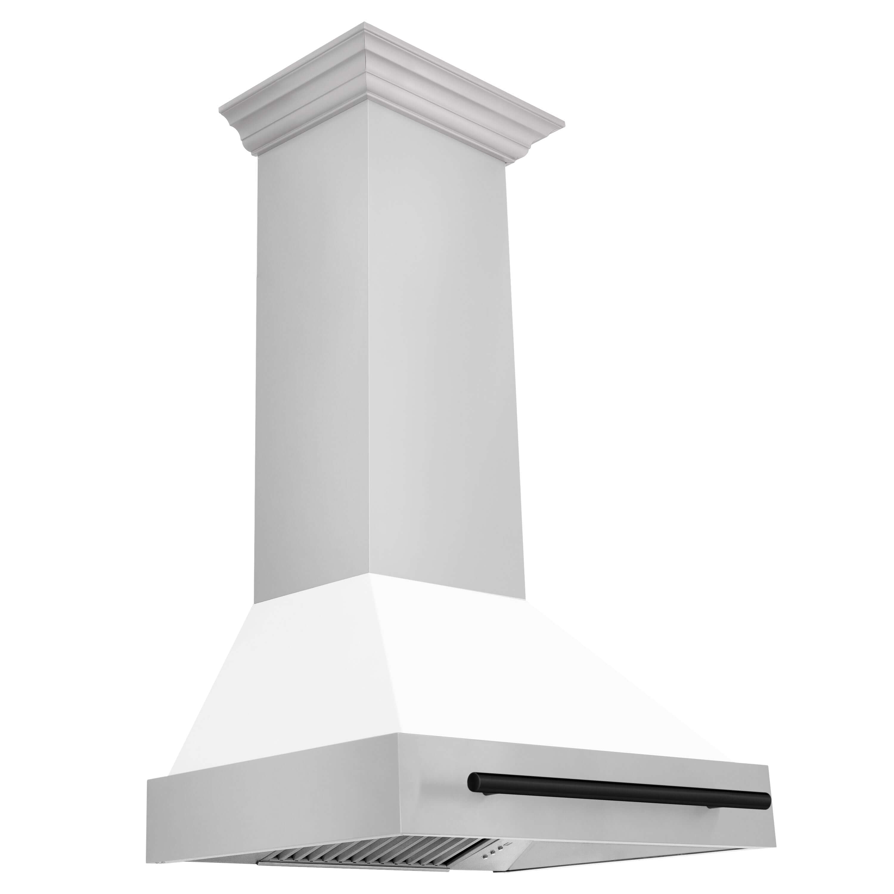 ZLINE Autograph Edition 30-inch Stainless Steel Dual Fuel Range with White Matte Door & Matte Black Range Hood - Professional Kitchen Package for Home Chefs | Perfect for Modern Kitchens & Gourmet Cooking