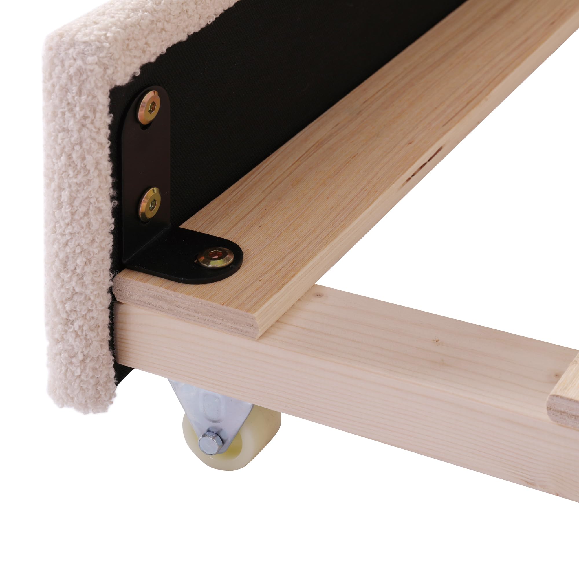 MERITLINE Twin Size Upholstered Daybed with Trundle and LED Lights - Teddy Fleece Sofa Bed Frame with Wooden Trundle - Convertible Sleeper for Bedroom, Living Room, Guest Room - Beige Modern Furniture for Small Spaces & Sleepovers