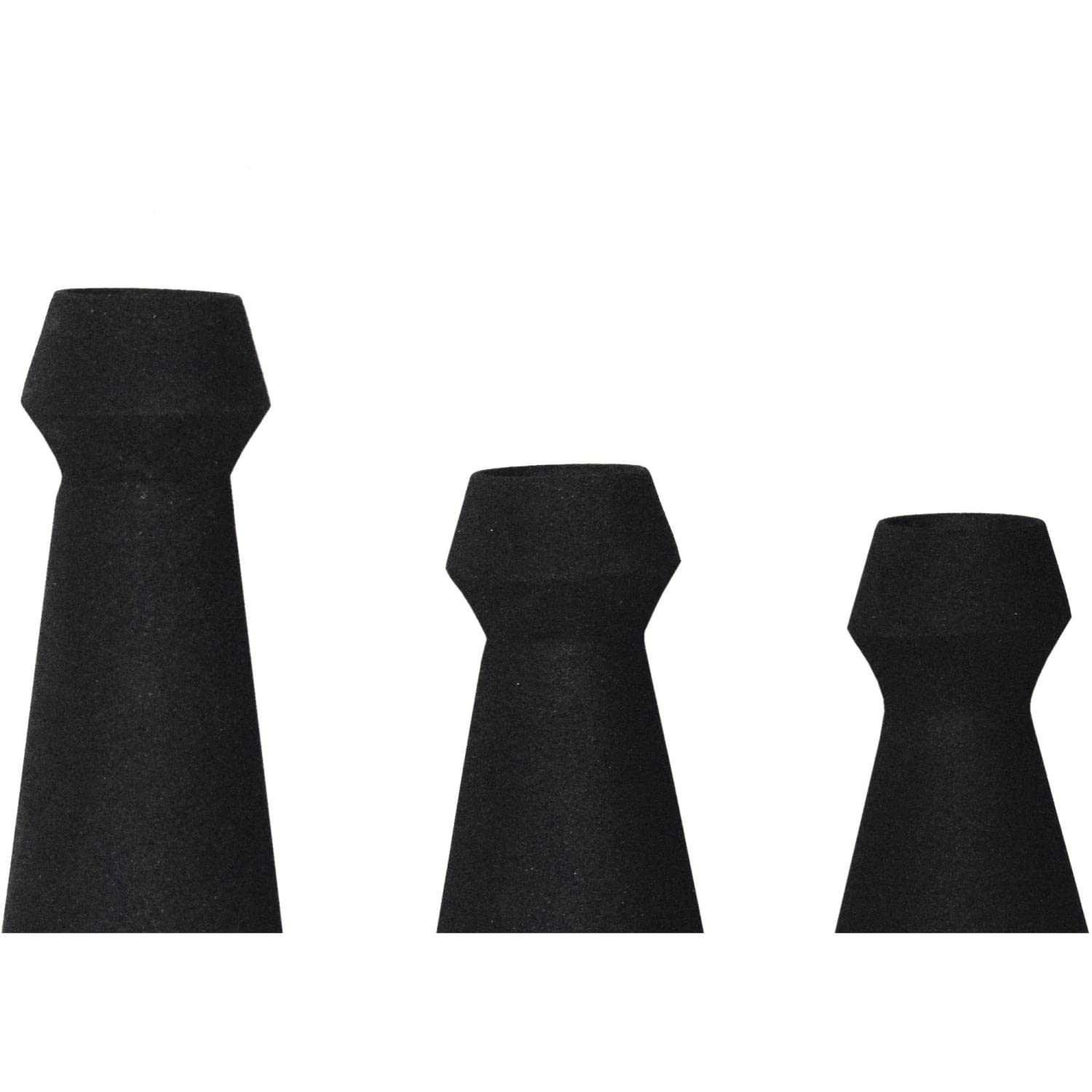 Renwil Granfeld Modern Iron Metal Decorative Vase in Black (Set of 3) - Elegant Home Decor for Living Room, Dining Table & Office Desk Centerpiece