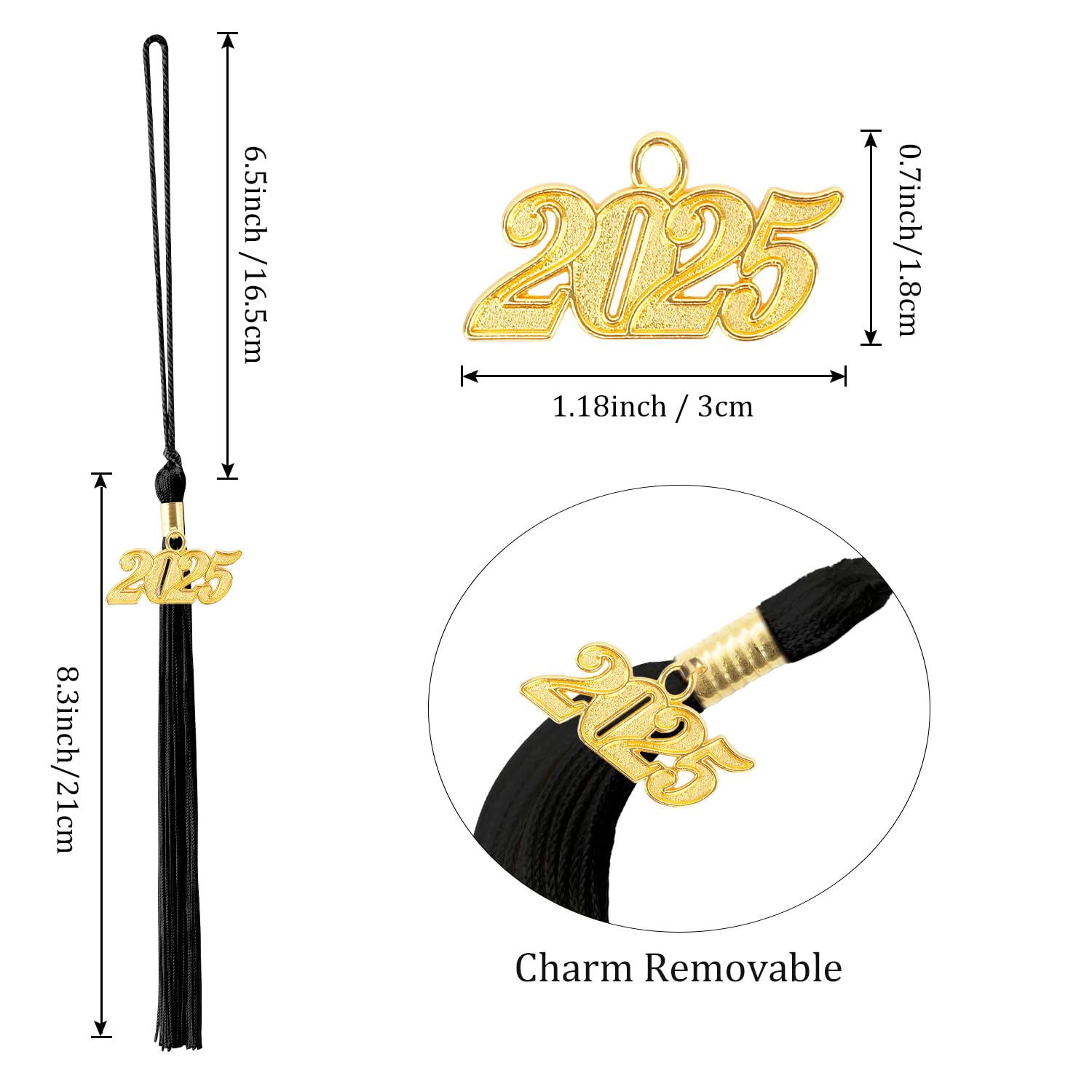 2025 Graduation Tassel with Gold Charm - Premium Graduation Cap Tassel for 2025 Graduation Ceremonies, Parties & Hat Decorations - Perfect for High School & College Graduation Celebrations