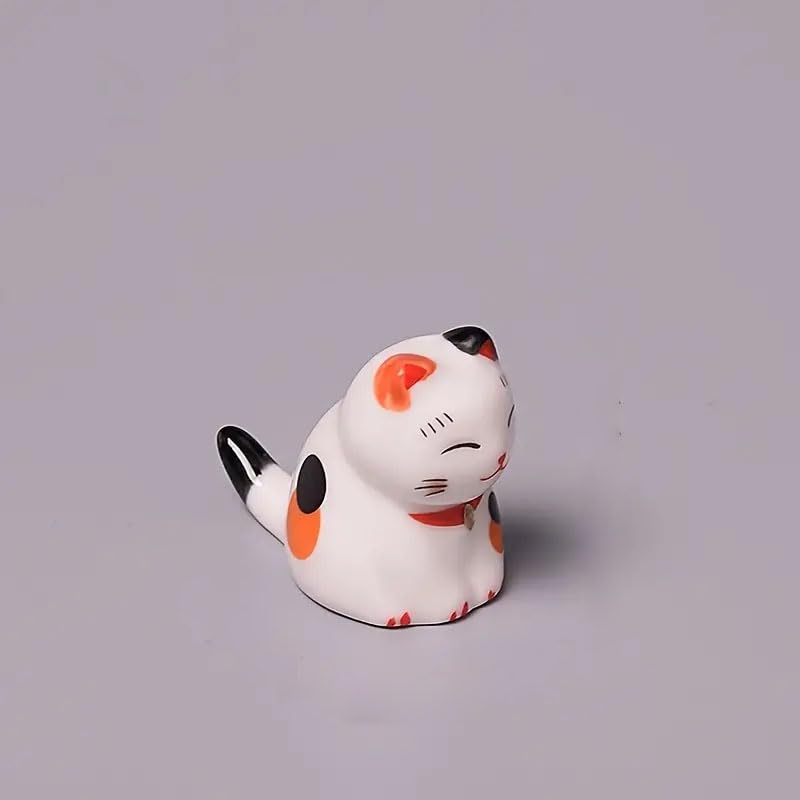 10Pcs Japanese Ceramic Chopstick Holders - Lucky Cat Bone Porcelain Chopstick Stands for Sushi, Asian Dining & Home Decor - Cute Small Ornaments for Kitchen & Table Setting