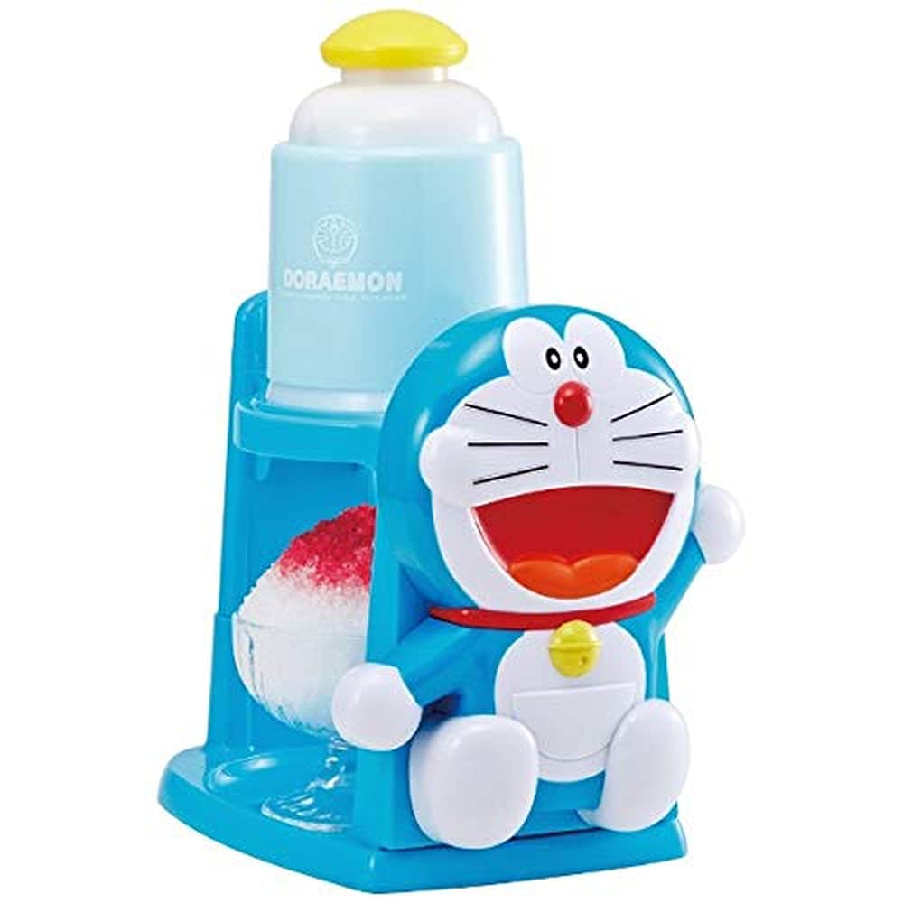 2020 Doshisha Electric Shaved Ice Maker Machine - Doraemon Themed with Rose Ice Compatibility, Includes 2 Ice Making Cups - Perfect for Home Parties, Summer Treats & Dessert Shops