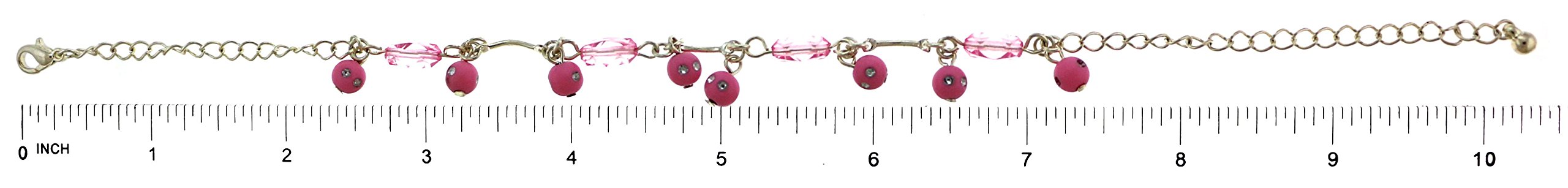 Mi Amore Silver-Tone Ankle Bracelet with Pink Spherical Charm & Bead Accents - AN1408A-PINK | Elegant Foot Jewelry for Women, Perfect for Summer Outfits, Beach Vacations & Special Occasions